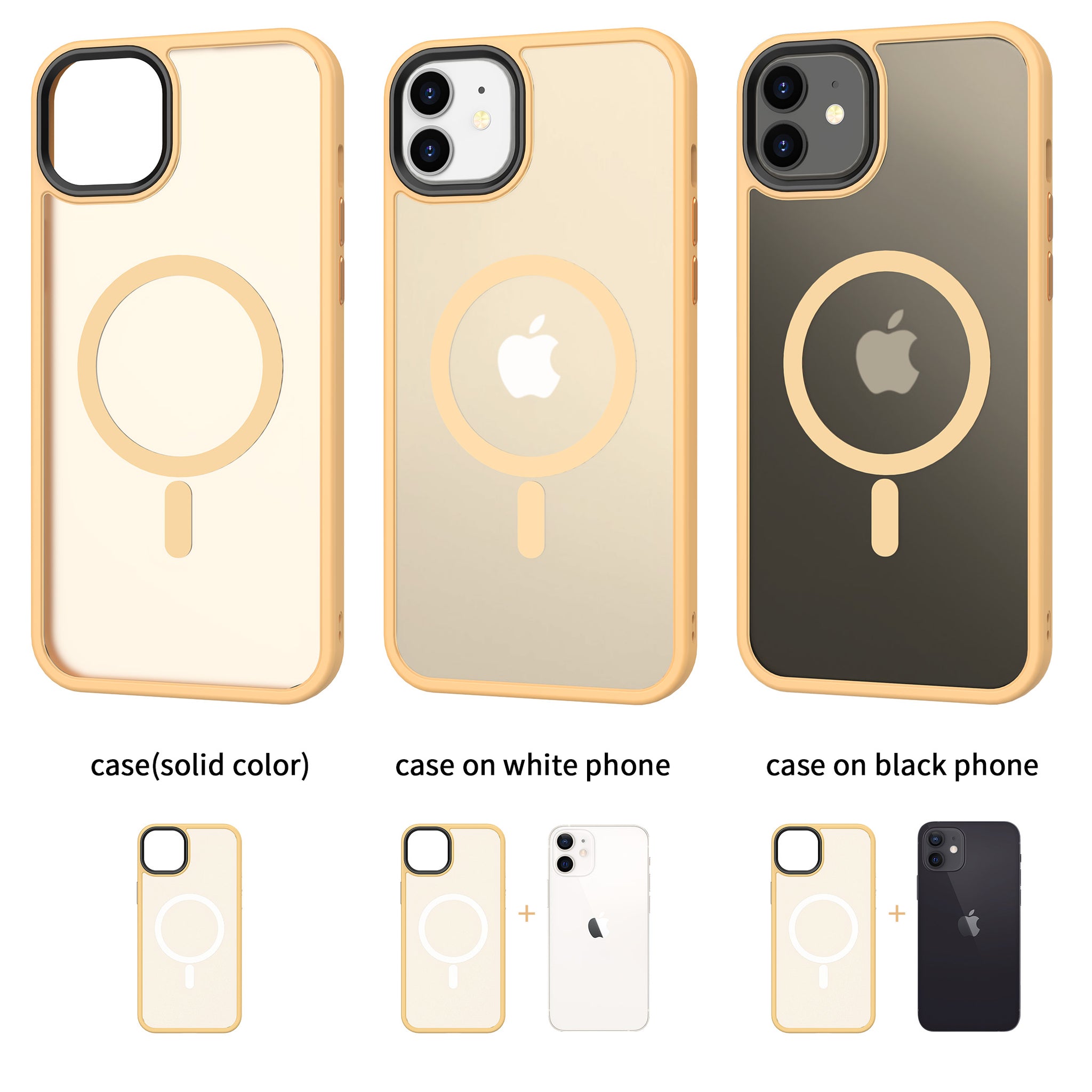 CACOE Magnetic Case for iPhone 12 & iPhone 12 Pro 2020 6.1 inch-CompaPhone Mount,Anti-Fingerprint TPU Thin Phone Cases Cover Protective Shockproof (Yellow)
