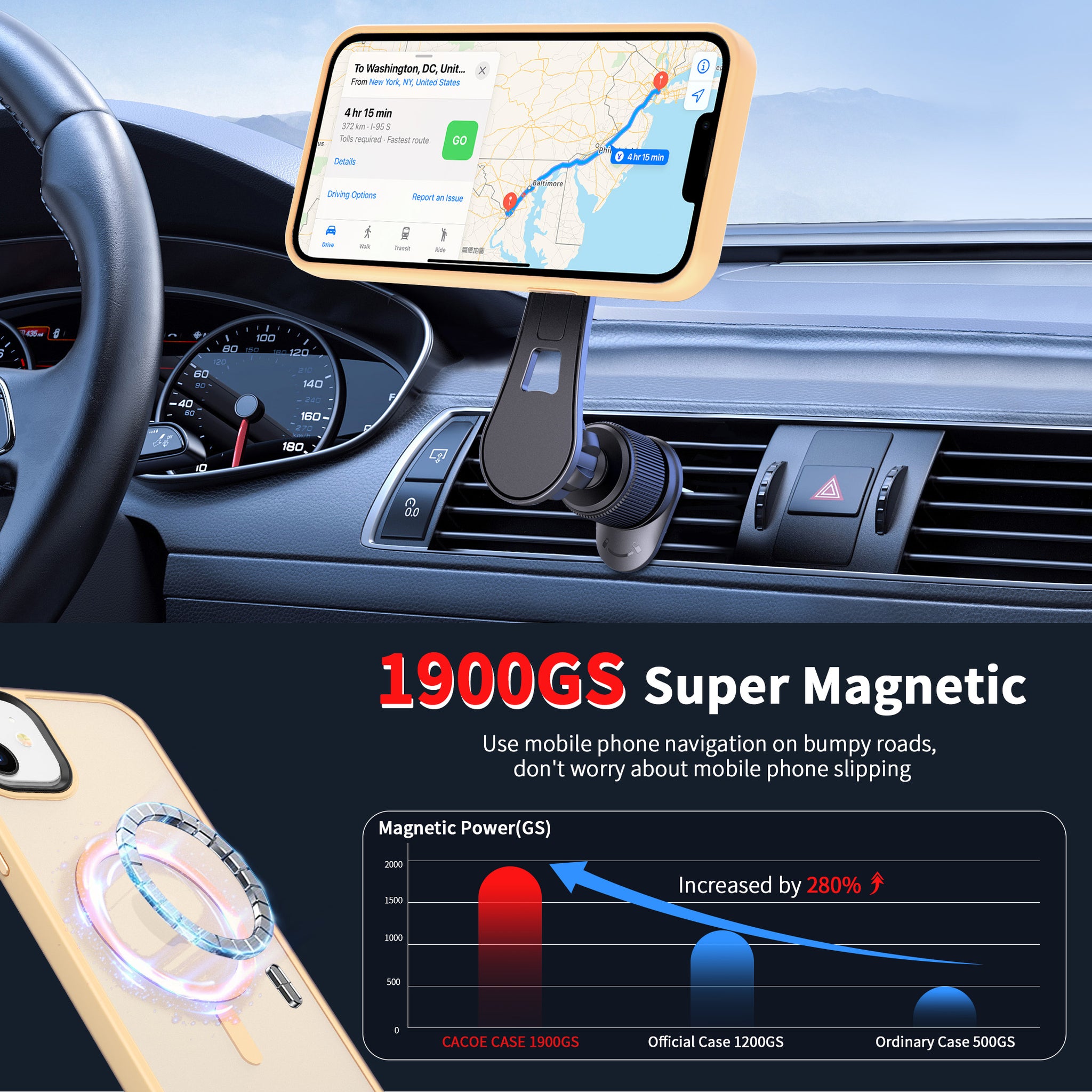 CACOE Magnetic Case for iPhone 12 & iPhone 12 Pro 2020 6.1 inch-CompaPhone Mount,Anti-Fingerprint TPU Thin Phone Cases Cover Protective Shockproof (Yellow)