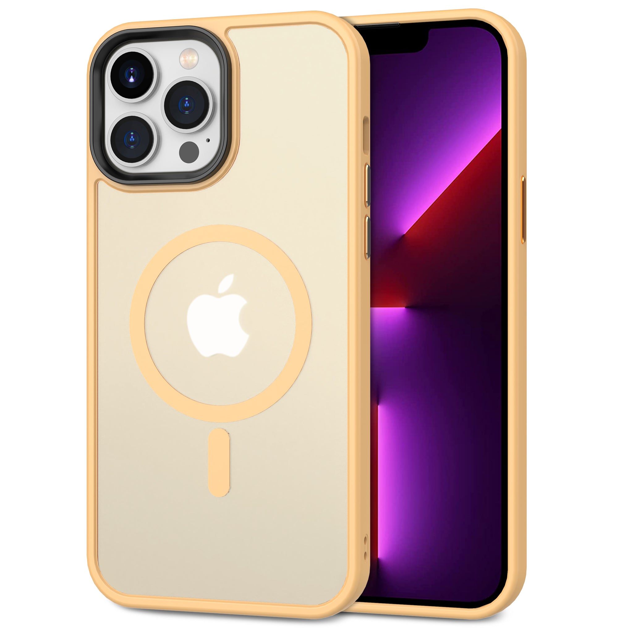 CACOE Magnetic Case for iPhone 13 Pro Max 6.7 inch-Compatible with MagSafe & Magnetic Car Phone Mount,Anti-Fingerprint TPU Thin Phone Cases Cover Protective Shockproof (Orange Yellow)