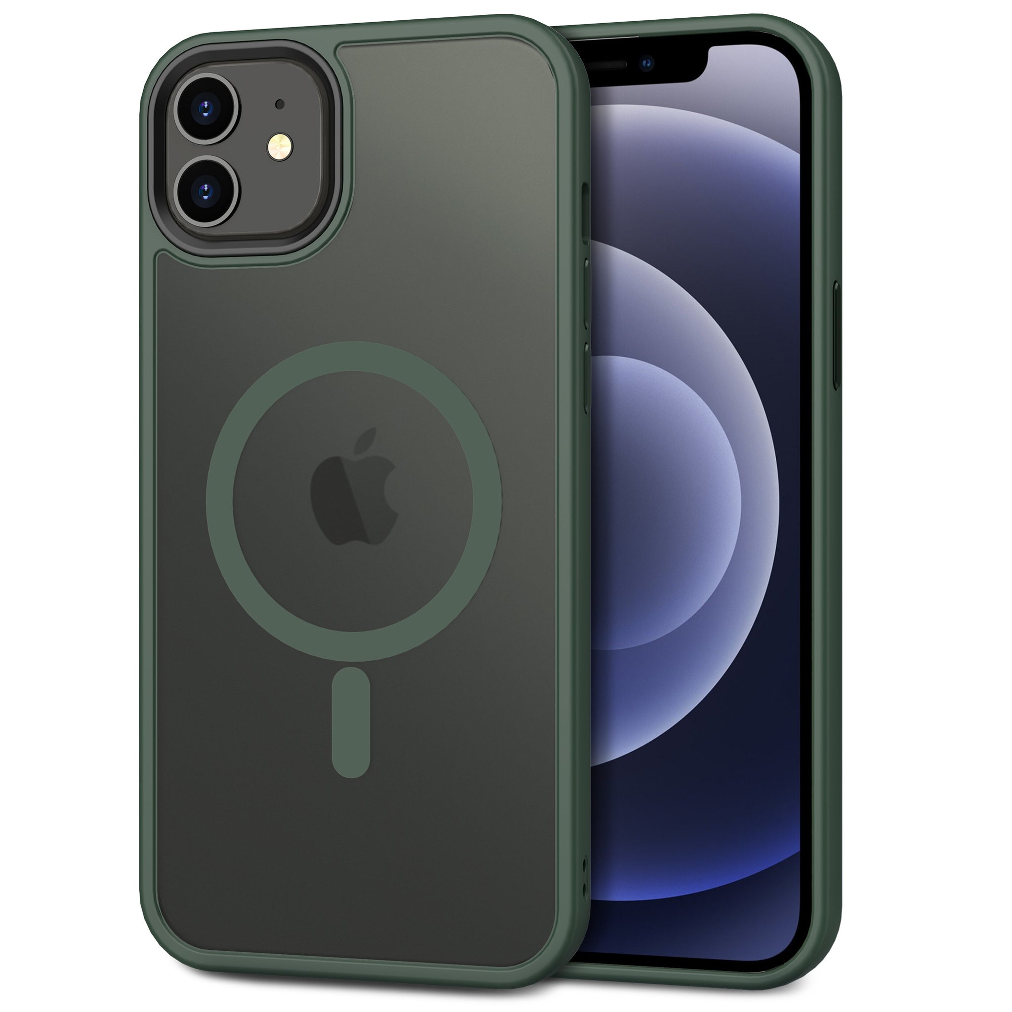 CACOE Magnetic Case for iPhone 12 & iPhone 12 Pro 2020 6.1 inch-Compatible with MagSafe & Magnetic Car Phone Mount,Anti-Fingerprint TPU Thin Phone Cases Cover Protective Shockproof (Dark Green)