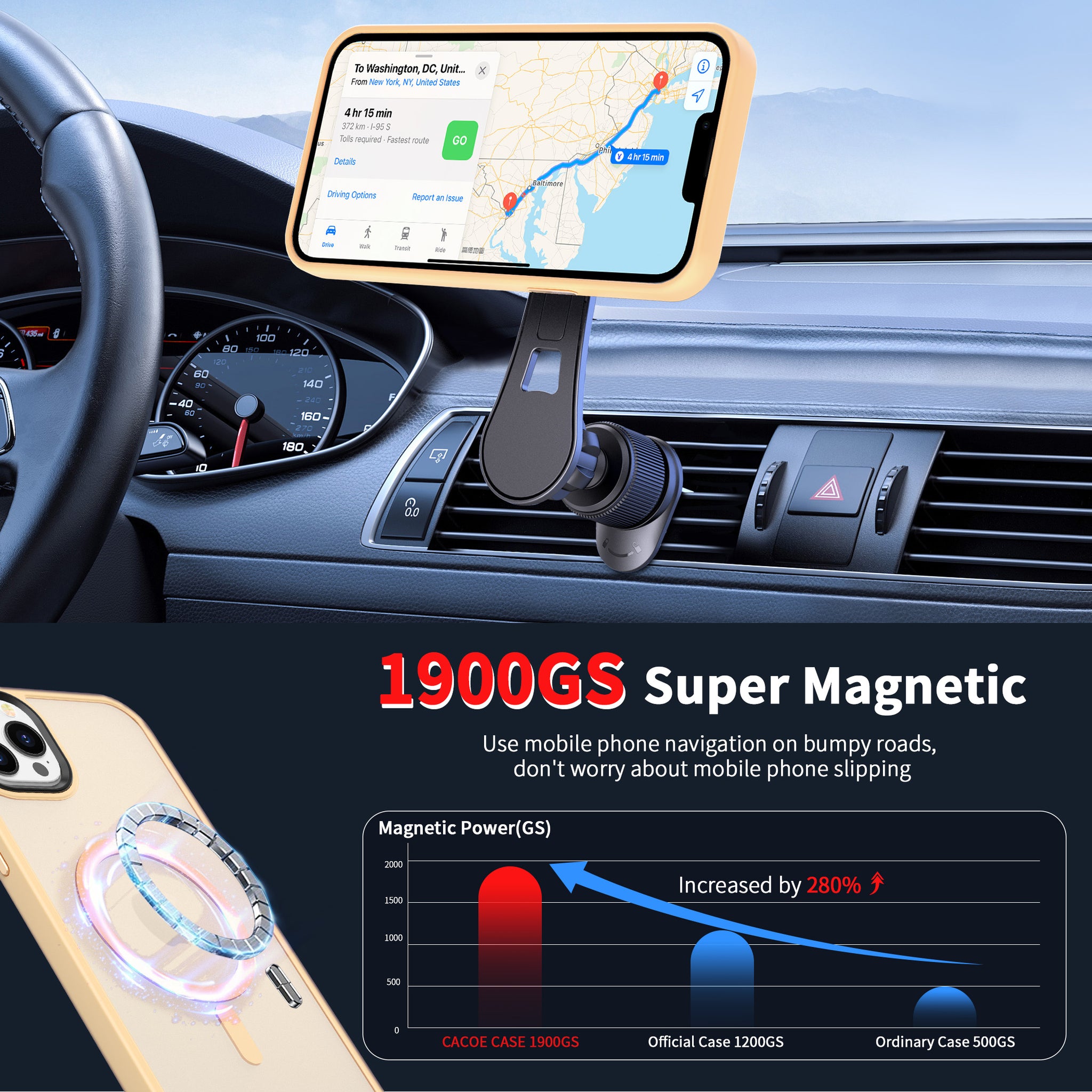 CACOE Magnetic Case for iPhone 13 Pro Max 6.7 inch-Compatible with MagSafe & Magnetic Car Phone Mount,Anti-Fingerprint TPU Thin Phone Cases Cover Protective Shockproof (Orange Yellow)