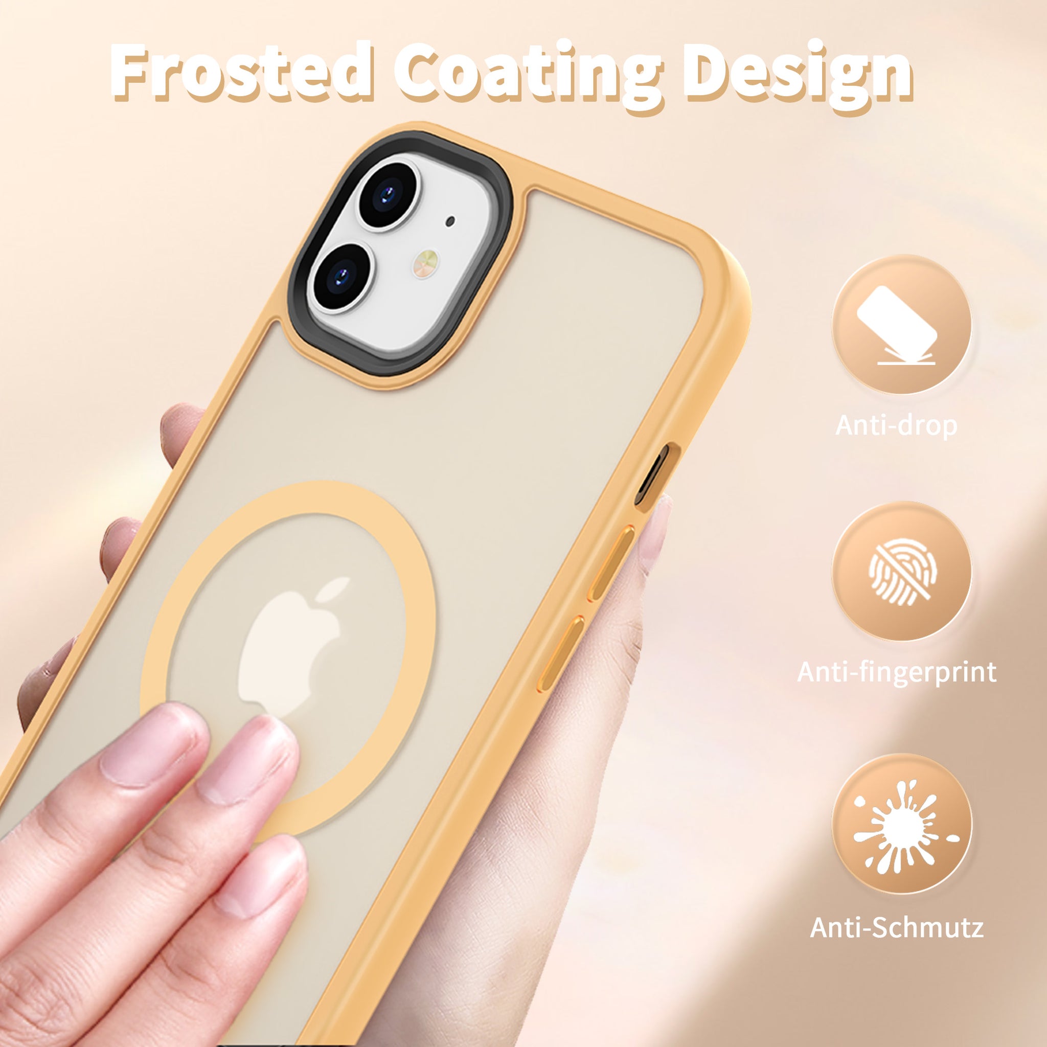 CACOE Magnetic Case for iPhone 12 & iPhone 12 Pro 2020 6.1 inch-CompaPhone Mount,Anti-Fingerprint TPU Thin Phone Cases Cover Protective Shockproof (Yellow)