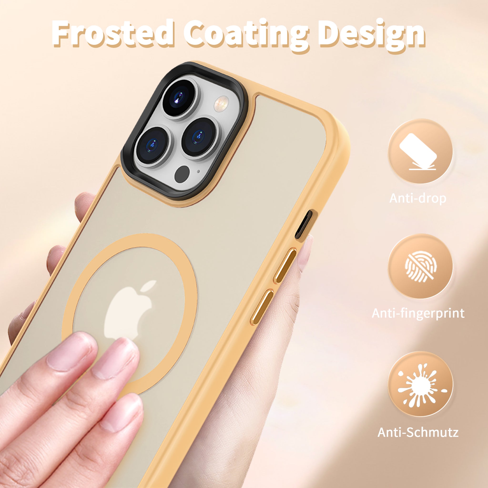 CACOE Magnetic Case for iPhone 13 Pro Max 6.7 inch-Compatible with MagSafe & Magnetic Car Phone Mount,Anti-Fingerprint TPU Thin Phone Cases Cover Protective Shockproof (Orange Yellow)