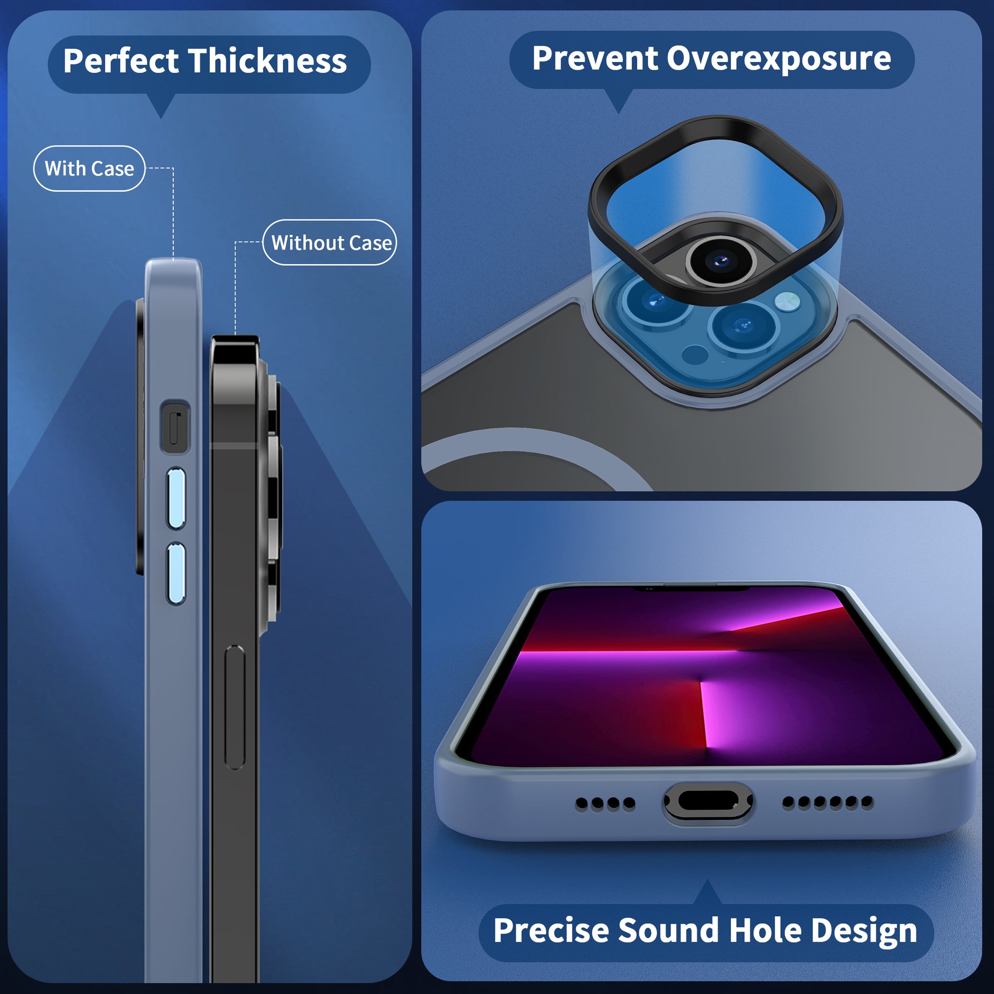 CACOE Magnetic Case for iPhone 13 Pro Max 6.7 inch-Compatible with MagSafe & Magnetic Car Phone Mount,TPU Thin Phone Cases Cover Protective Shockproof Anti-Fingerprint(Light Blue)