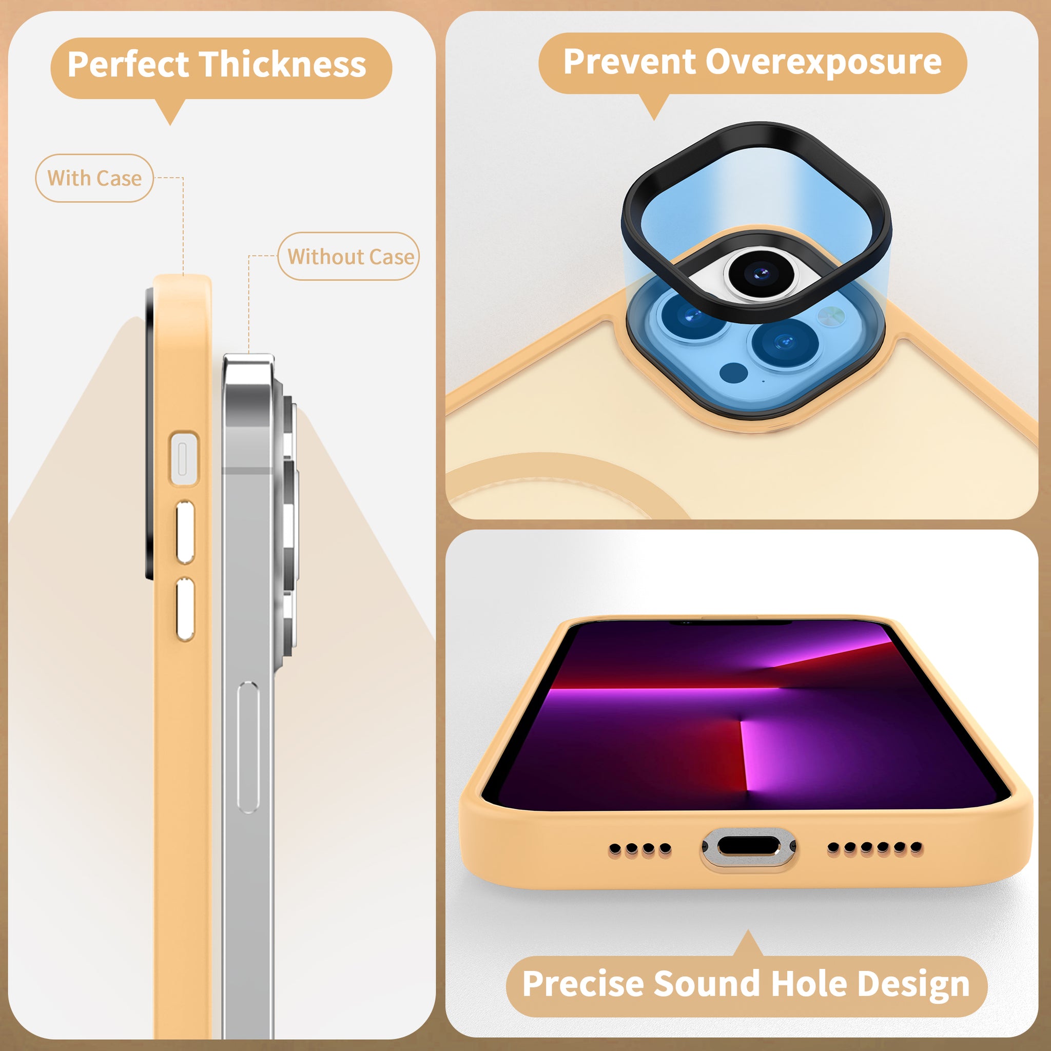 CACOE Magnetic Case for iPhone 13 Pro Max 6.7 inch-Compatible with MagSafe & Magnetic Car Phone Mount,Anti-Fingerprint TPU Thin Phone Cases Cover Protective Shockproof (Orange Yellow)