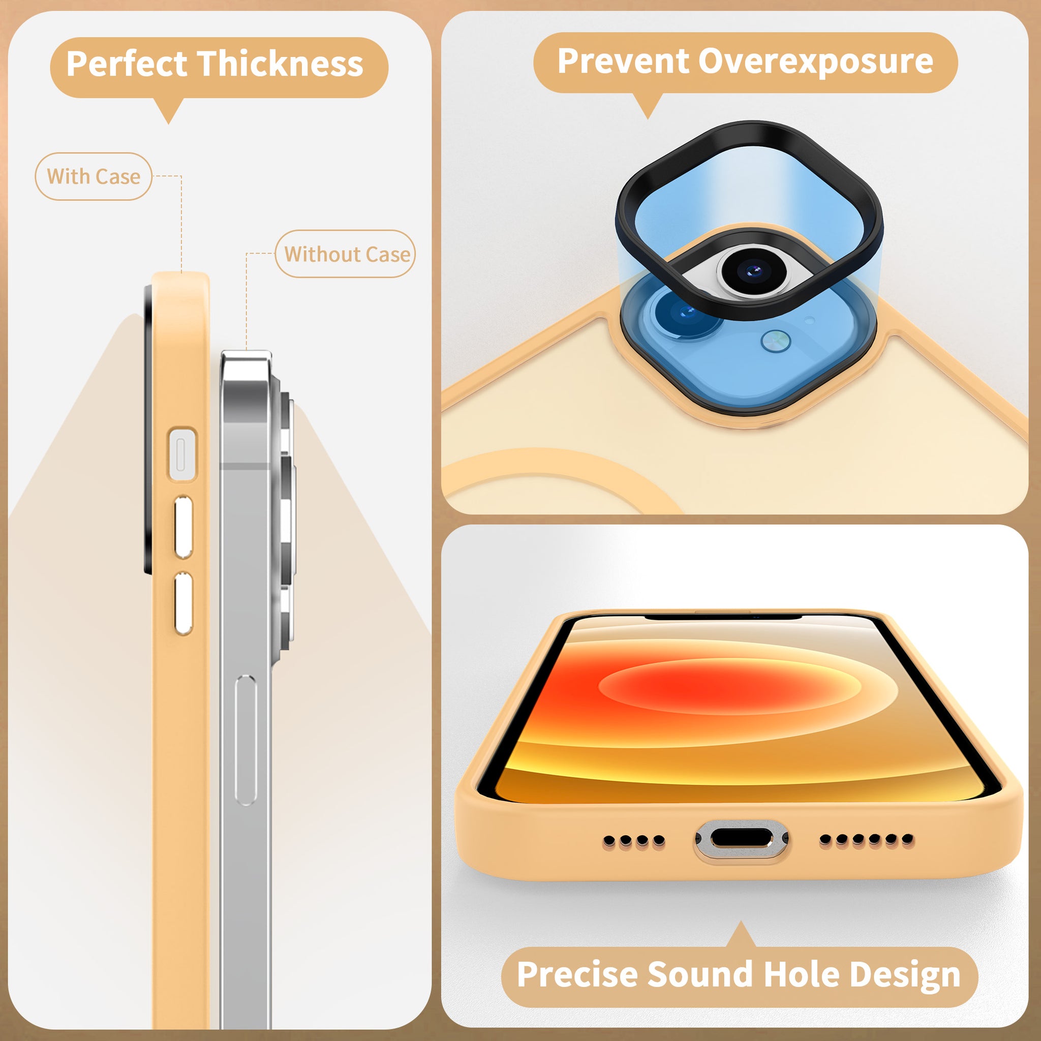 CACOE Magnetic Case for iPhone 12 & iPhone 12 Pro 2020 6.1 inch-CompaPhone Mount,Anti-Fingerprint TPU Thin Phone Cases Cover Protective Shockproof (Yellow)