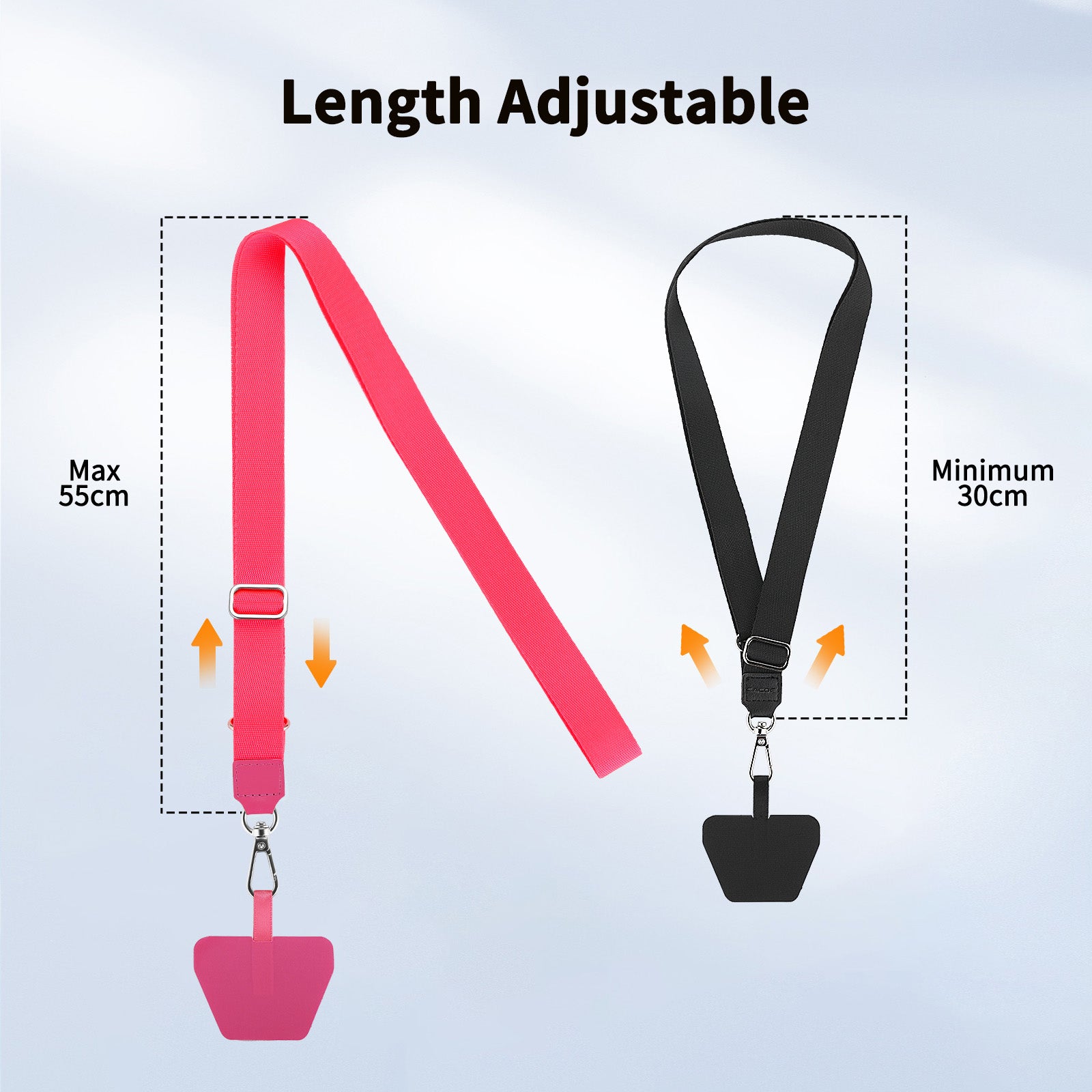 CACOE Phone Lanyard 2 Pack-2× Adjustable Neck Strap,4× Phone Patches,Universal Crossbody Cell Phone Lanyards,Multifuctional Patch Phone Lanyards Compatible with Most Smartphones(Black+Light Red)