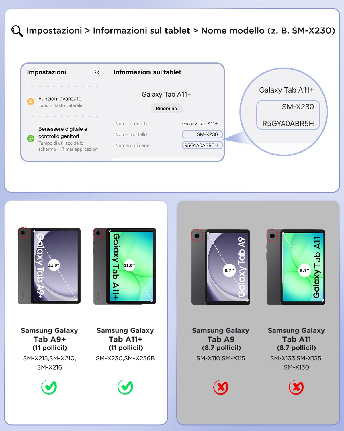 EasyAcc Cover con Tastiera per Samsung Galaxy Tab A11 Plus/A9 Plus 11" Nero