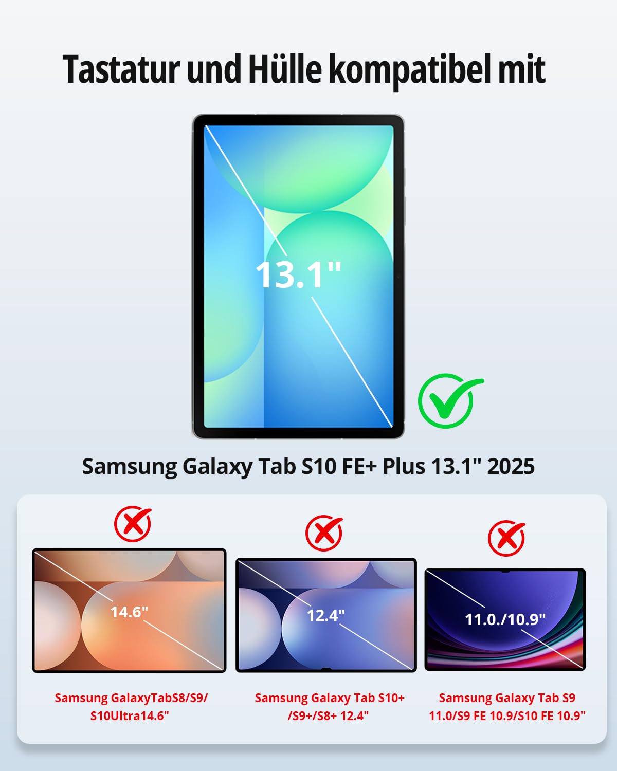 CACOE Tastatur Hülle für Samsung Galaxy Tab S10 FE+/ S10 FE Plus 13.1 Zoll