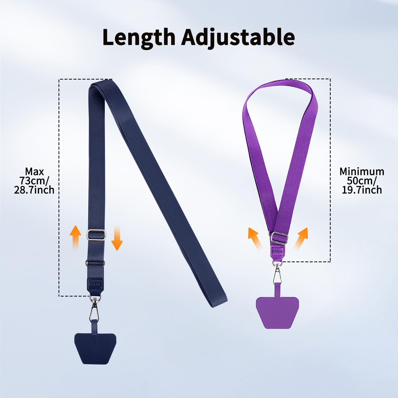 CACOE Phone Lanyard 2 Pcs Lengthened Adjustable Neck Strap,Multifuctional Patch Cell Phone Lanyards Compatible with Most Smartphones(Blue+Purple)