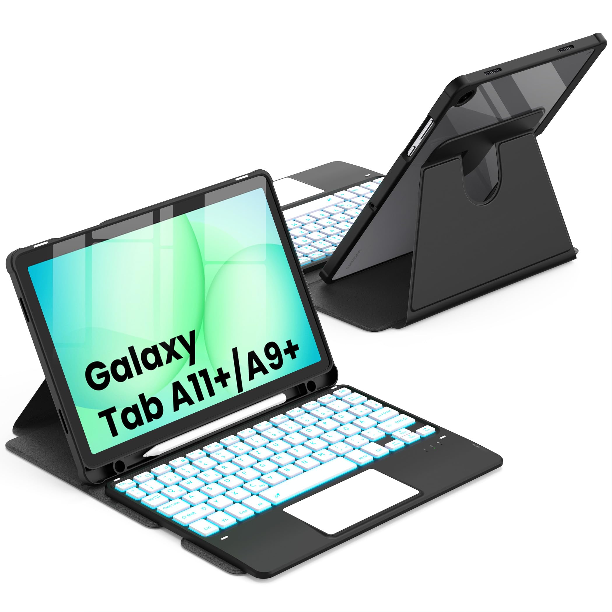 CACOE Tastatur Hülle für Samsung Galaxy Tab A11 Plus/A9 Plus 2025/2023 11"