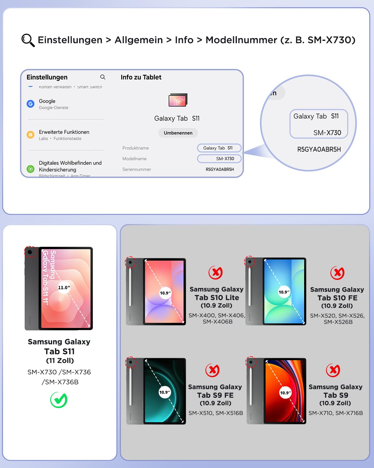Hülle mit Tastatur für Samsung Galaxy Tab S10 Lite/S10 FE/S9 FE/S9 10.9/11"