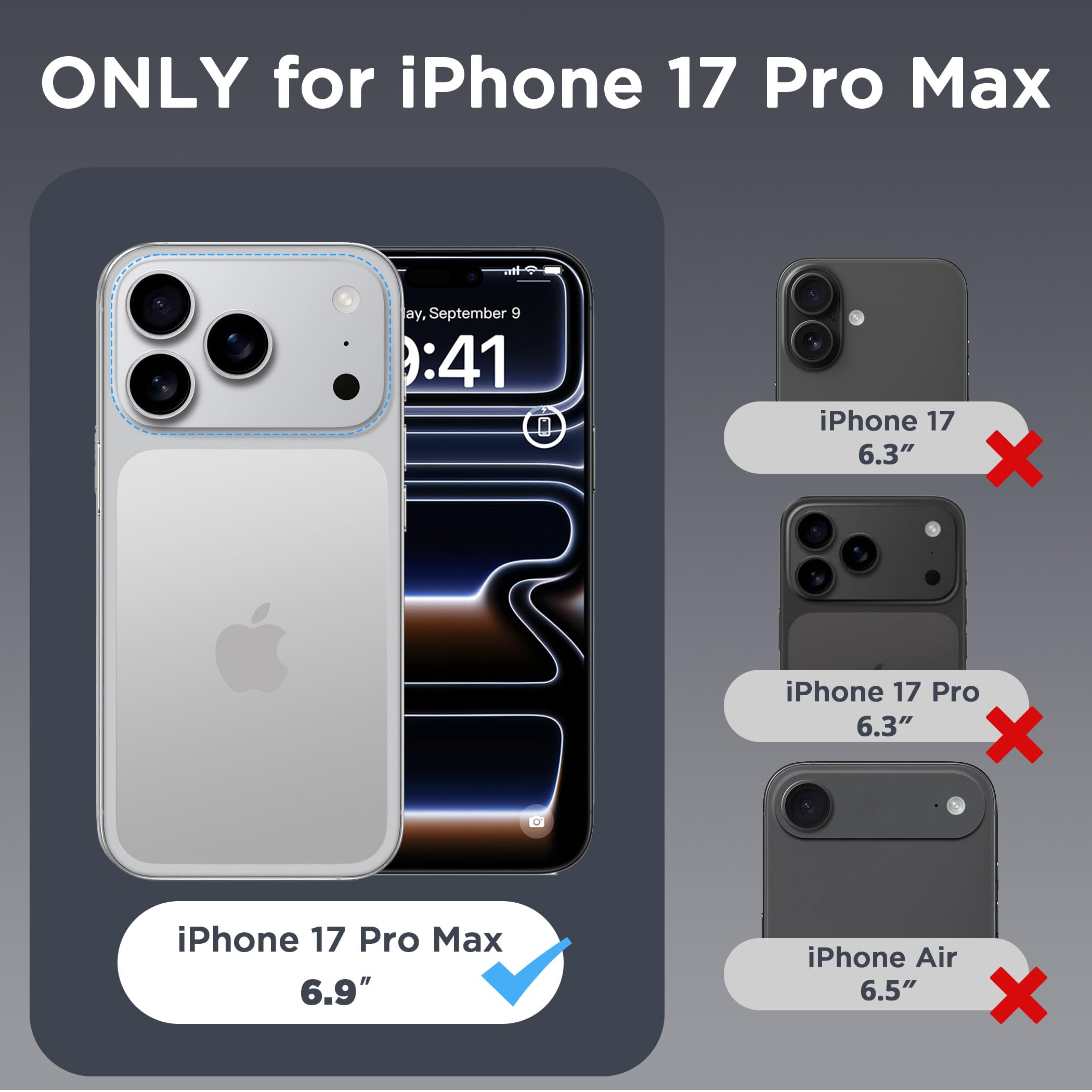 CACOE Magnetic Case for iPhone 17 Pro Max 6.9 inch, Clear
