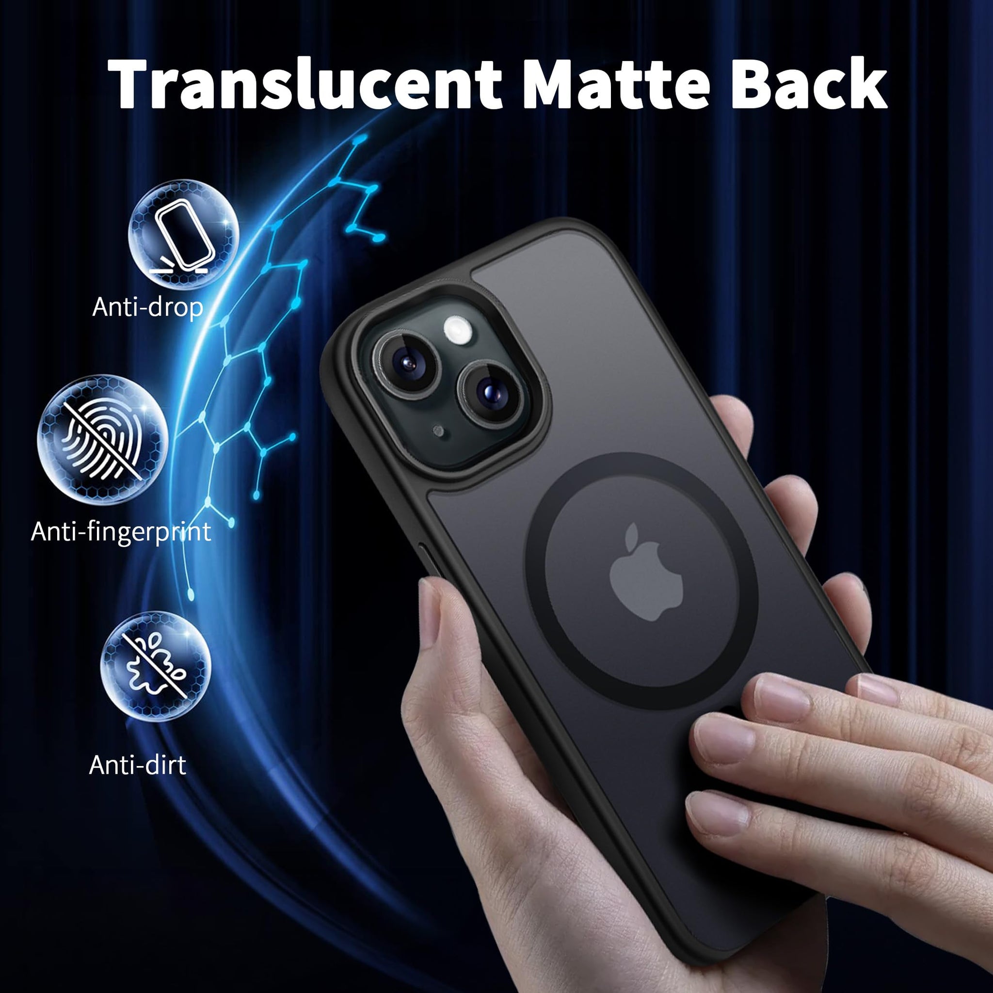 CACOE Magnetic Case for iPhone 15 2023 6.1 inch-Compatible with MagSafe & Magnetic Car Phone Mount,Anti-Fingerprint TPU Thin Phone Cases Cover Protective Shockproof (Matte Black)