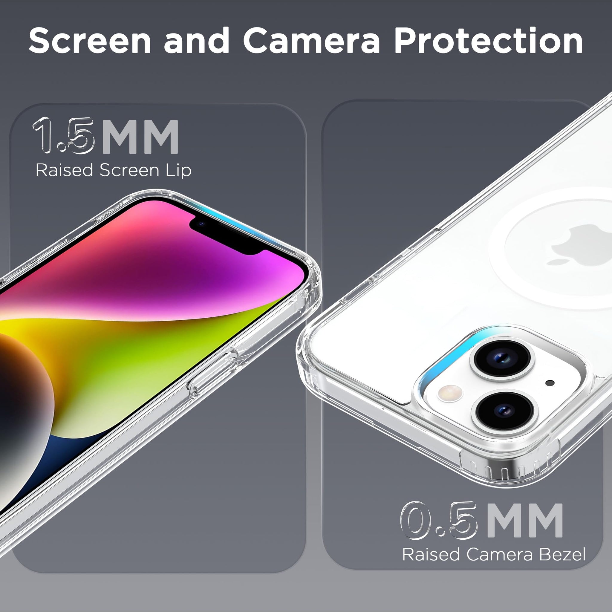 CACOE Magnetic Case for iPhone 13 & iPhone 14 6.1 inch-Compatible with MagSafe & Magnetic Car Phone Mount,Not Yellowing Anti-Scratch (Clear)
