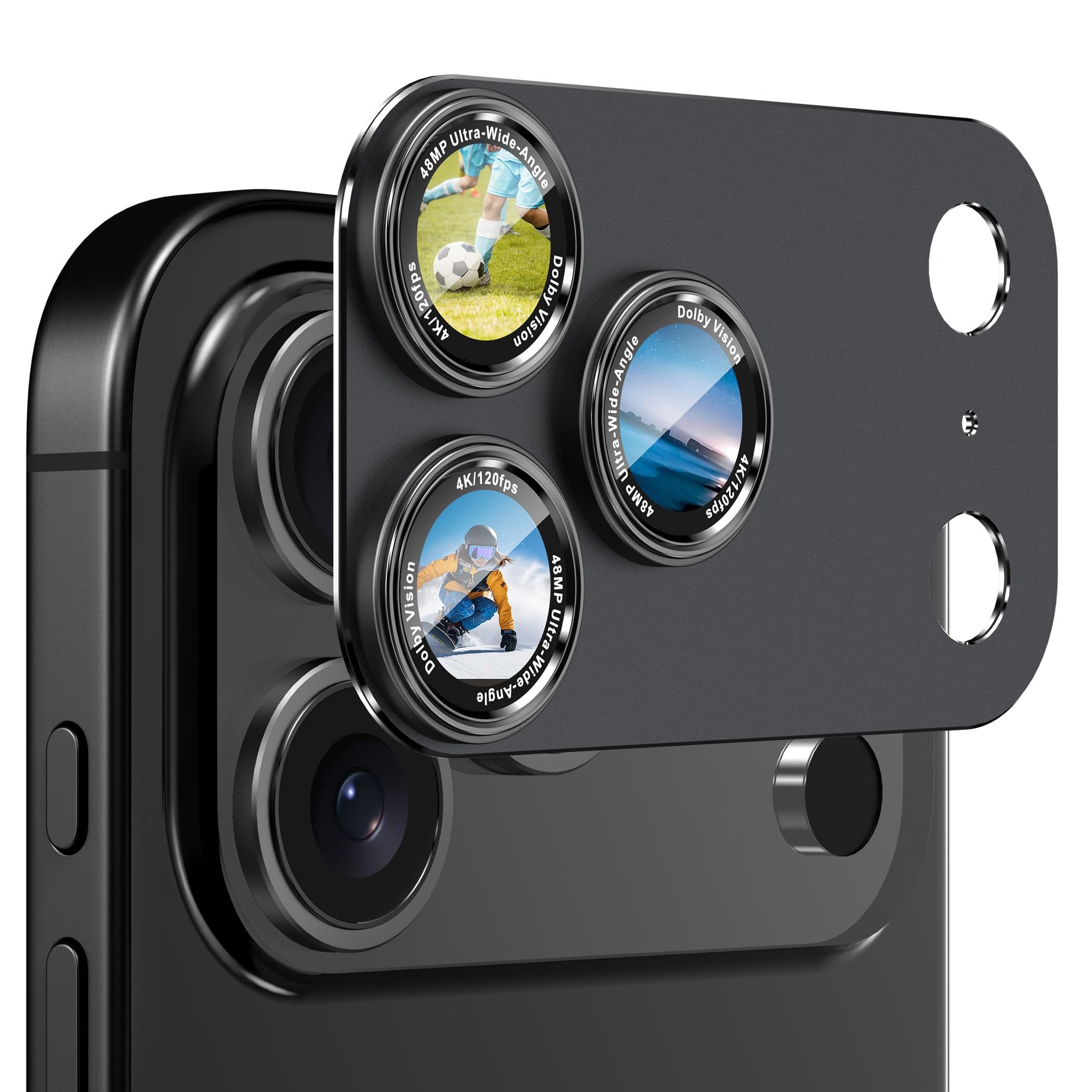 CACOE for iPhone 17 Pro Camera Lens Protector - Metal Frame Tempered Glass Cover, [Anti-Scratch] [Drop-Proof][Strong-Adhesion] Camera Screen Cover(Carbon Black)