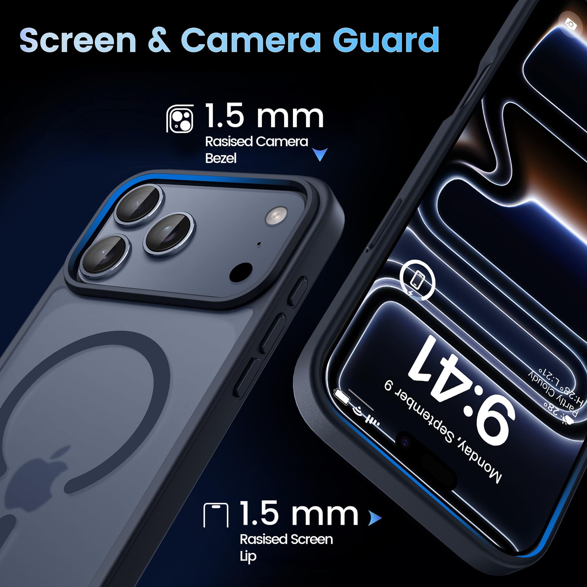 CACOE Magnetic Case for iPhone 17 Pro 6.3 inch-Compatible with MagSafe & Magnetic Car Phone Mount,Anti-Fingerprint TPU Thin Phone Cases Cover Protective Shockproof (Matte Black)