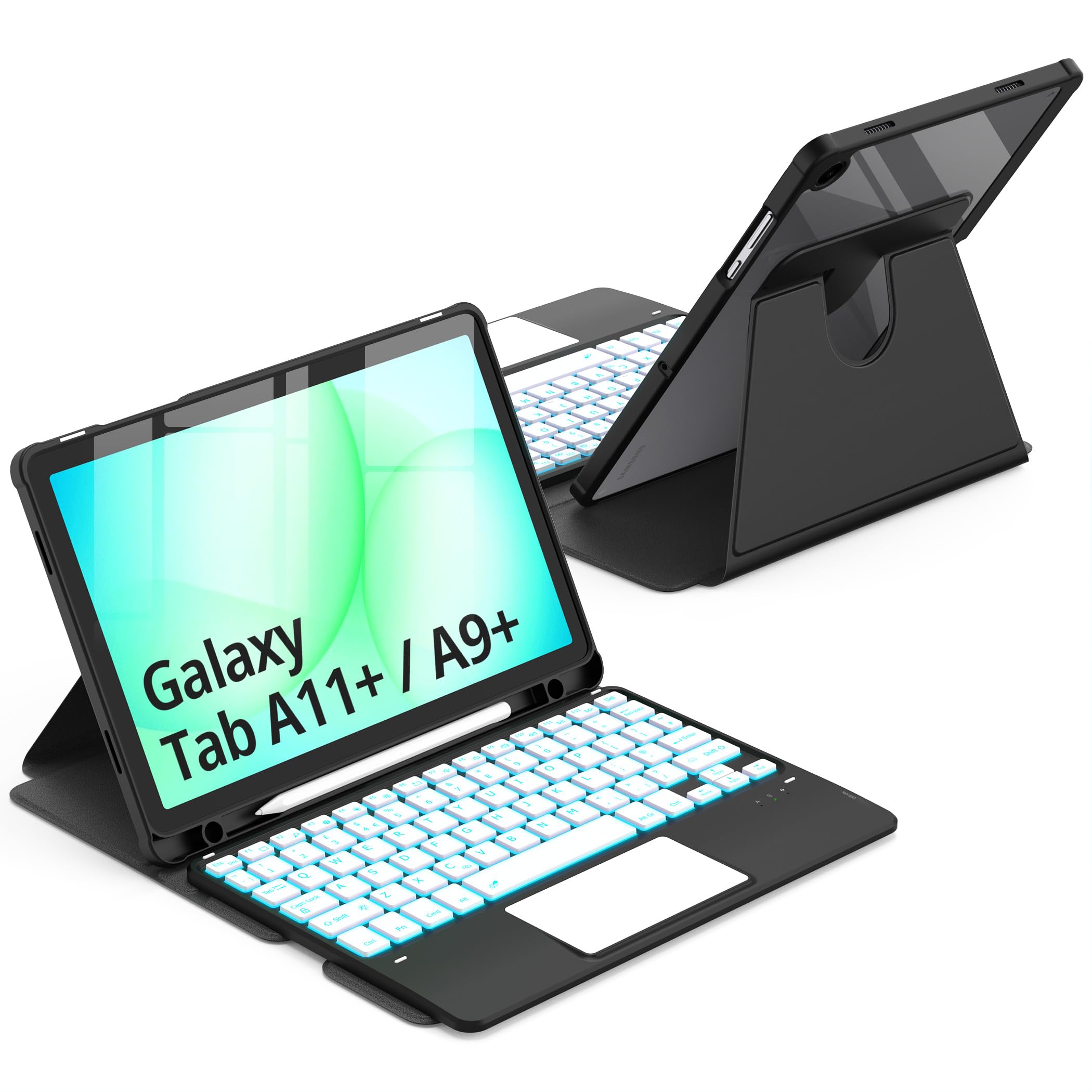 CACOE Rotate Case Keyboard for Samsung Galaxy Tab A11/A9 Plus with Touchpad