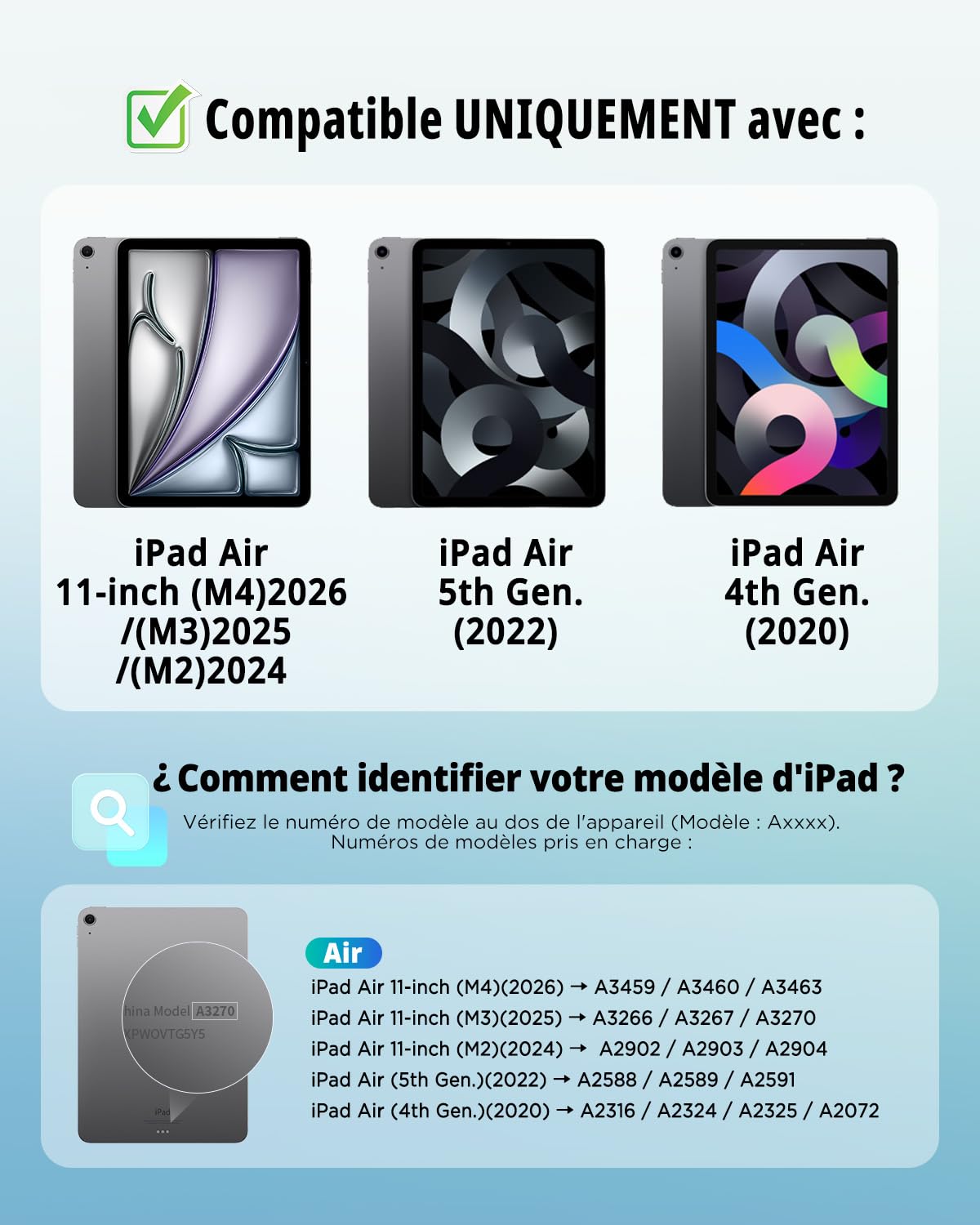 CACOE Coque Clavier pour iPad Air 11 Pouces (M4 2026/M3 2025/M2 2024)