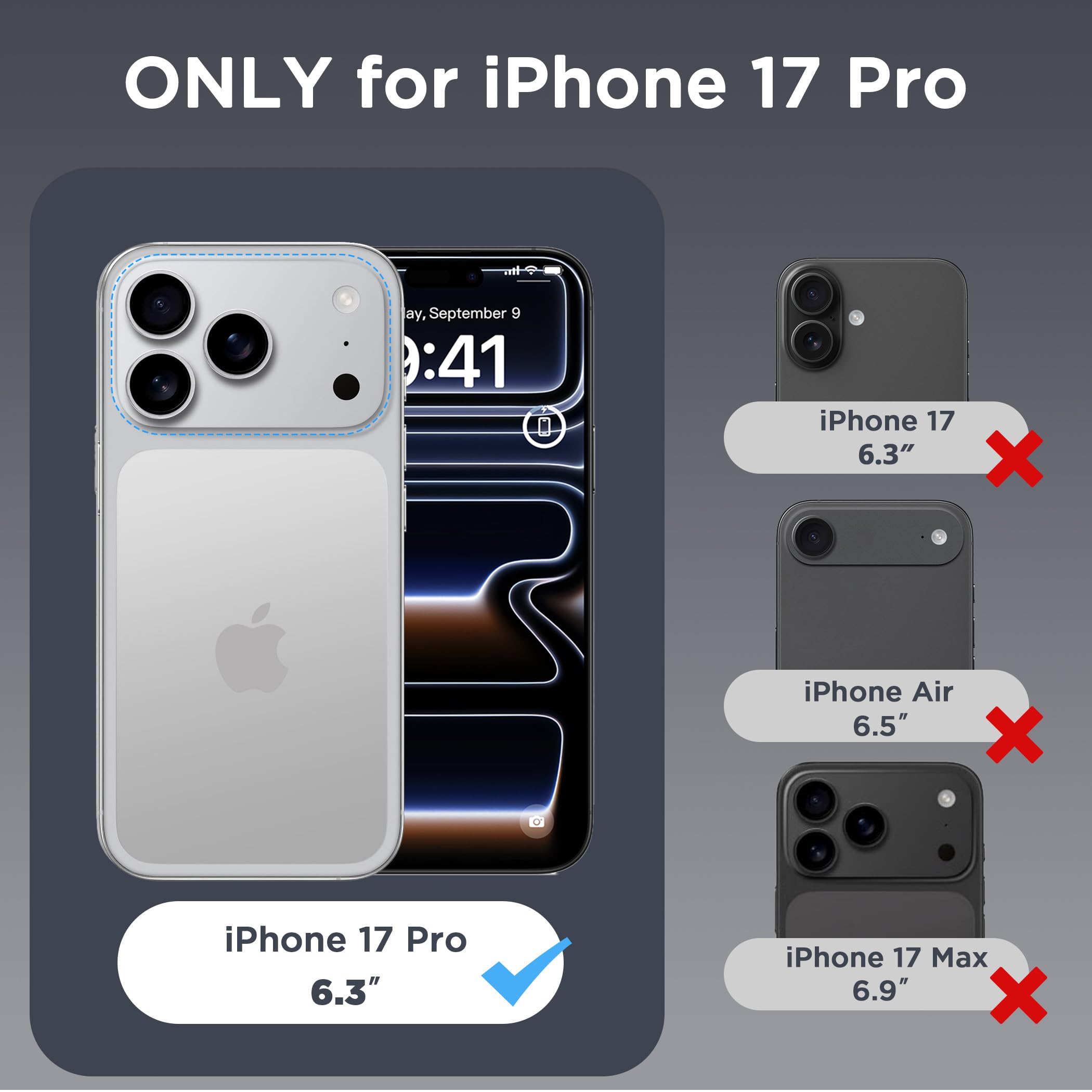 CACOE Magnetic Case for iPhone 17 Pro 6.3 inch, Clear