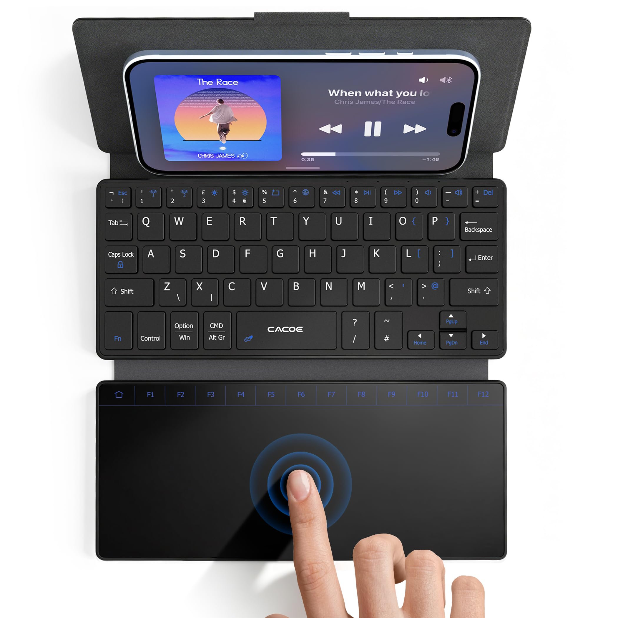 CACOE Dual-Channel Bluetooth MiniKeyboard with Touchpad for Mobile Phones