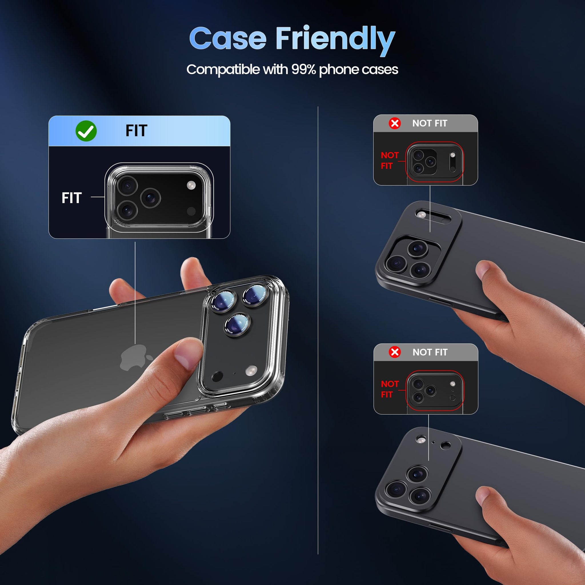 CACOE for iPhone 17 Pro Camera Lens Protector - Metal Frame Tempered Glass Cover, [Anti-Scratch] [Drop-Proof][Strong-Adhesion] Camera Screen Cover(Carbon Black)