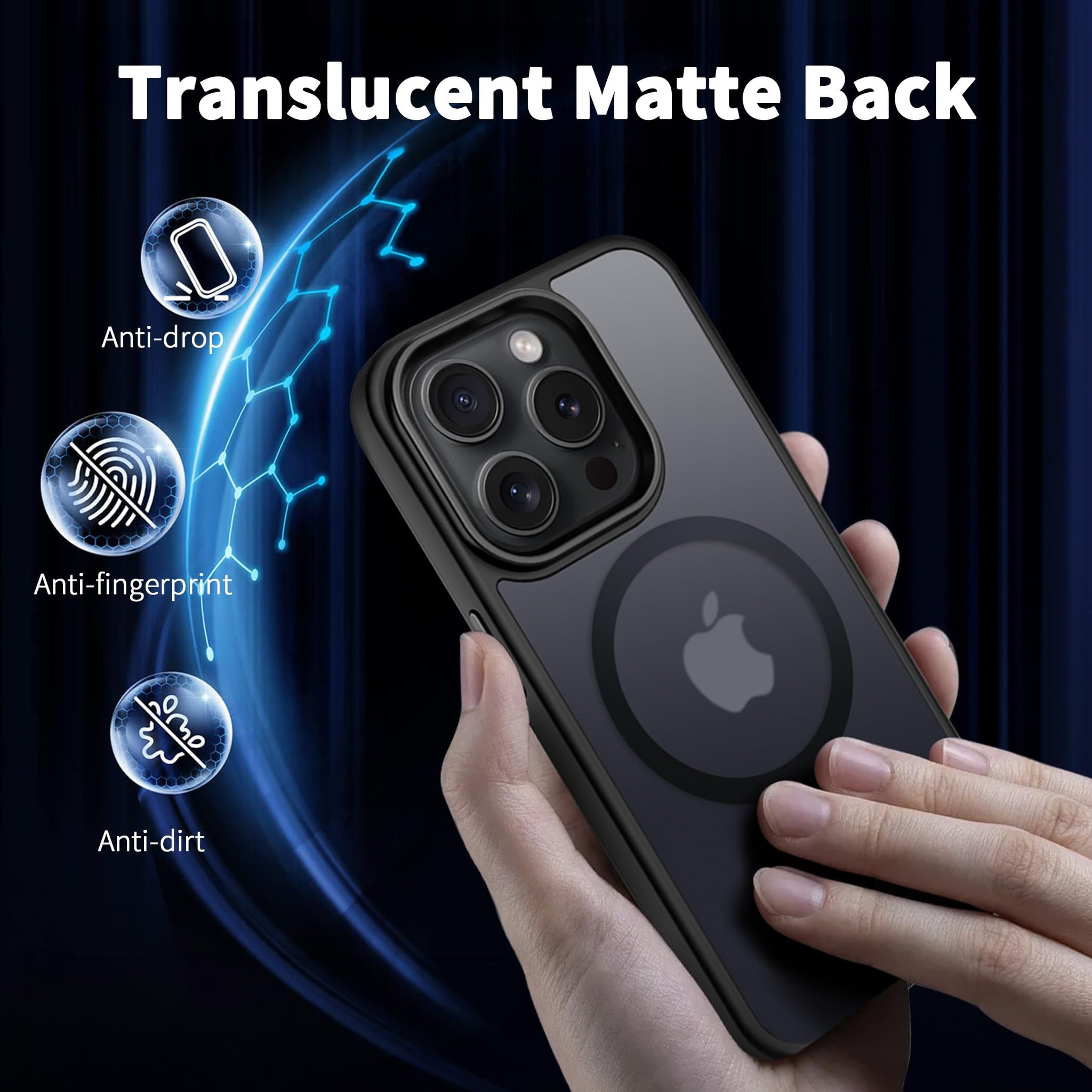 CACOE Magnetic Case for iPhone 15 Pro 2023 6.1 inch-Compatible with MagSafe & Magnetic Car Phone Mount,Anti-Fingerprint TPU Thin Phone Cases Cover Protective Shockproof(Matte Black)