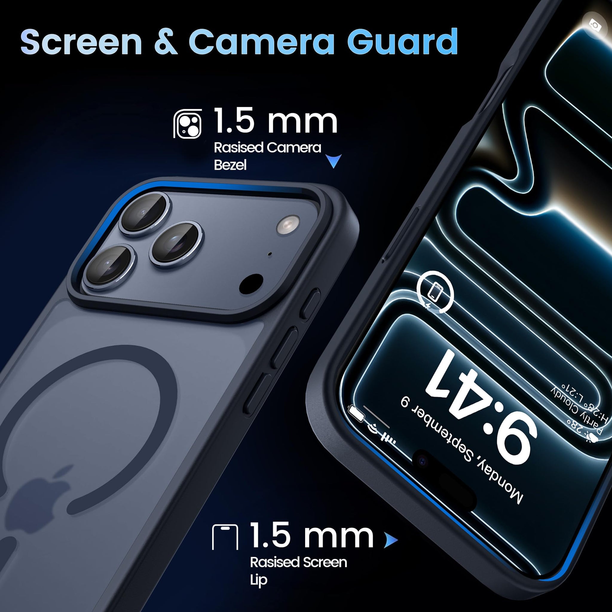 CACOE Magnetic Case for iPhone 17 Pro Max 6.9 inch-Compatible with MagSafe & Magnetic Car Phone Mount,Anti-Fingerprint TPU Thin Phone Cases Cover Protective Shockproof (Matte Black)