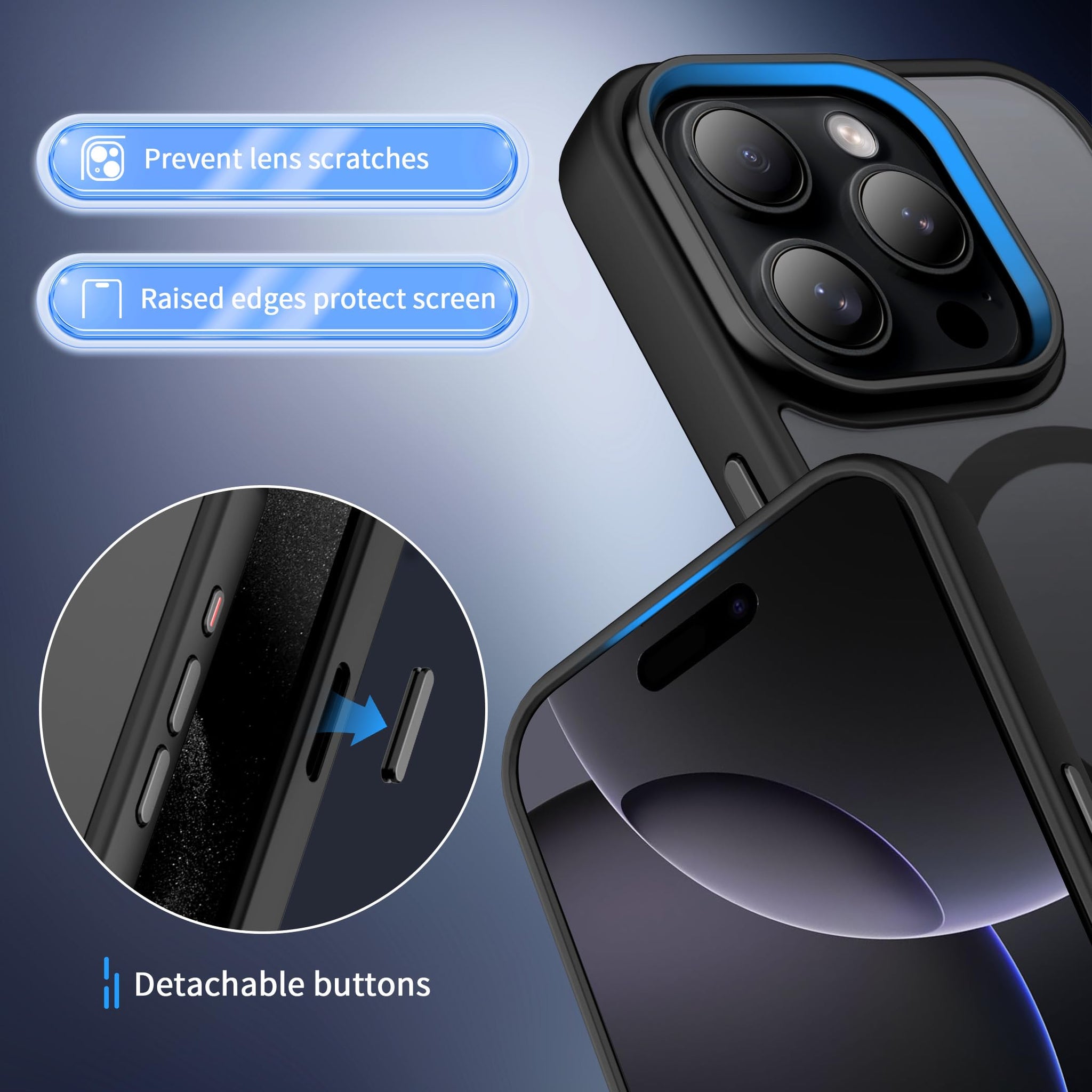 CACOE Magnetic Case for iPhone 16 Pro 6.3 inch, Compatible with MagSafe, Thin Slim Fit Anti-Fingerprint Shockproof Bumper TPU Protective Cover for Women Men Girls(Matte Black)