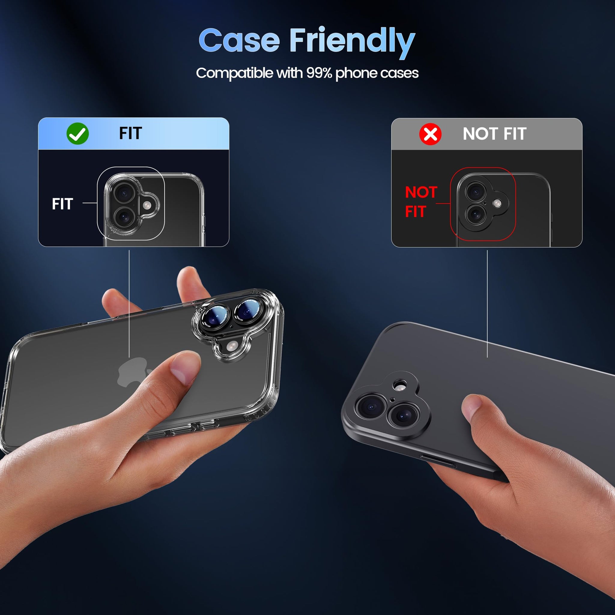 CACOE for iPhone 16/16 Plus/17 Camera Lens Protector - Metal Frame Tempered Glass Cover, [Anti-Scratch] [Drop-Proof][Strong-Adhesion] Camera Screen Cover (Black)