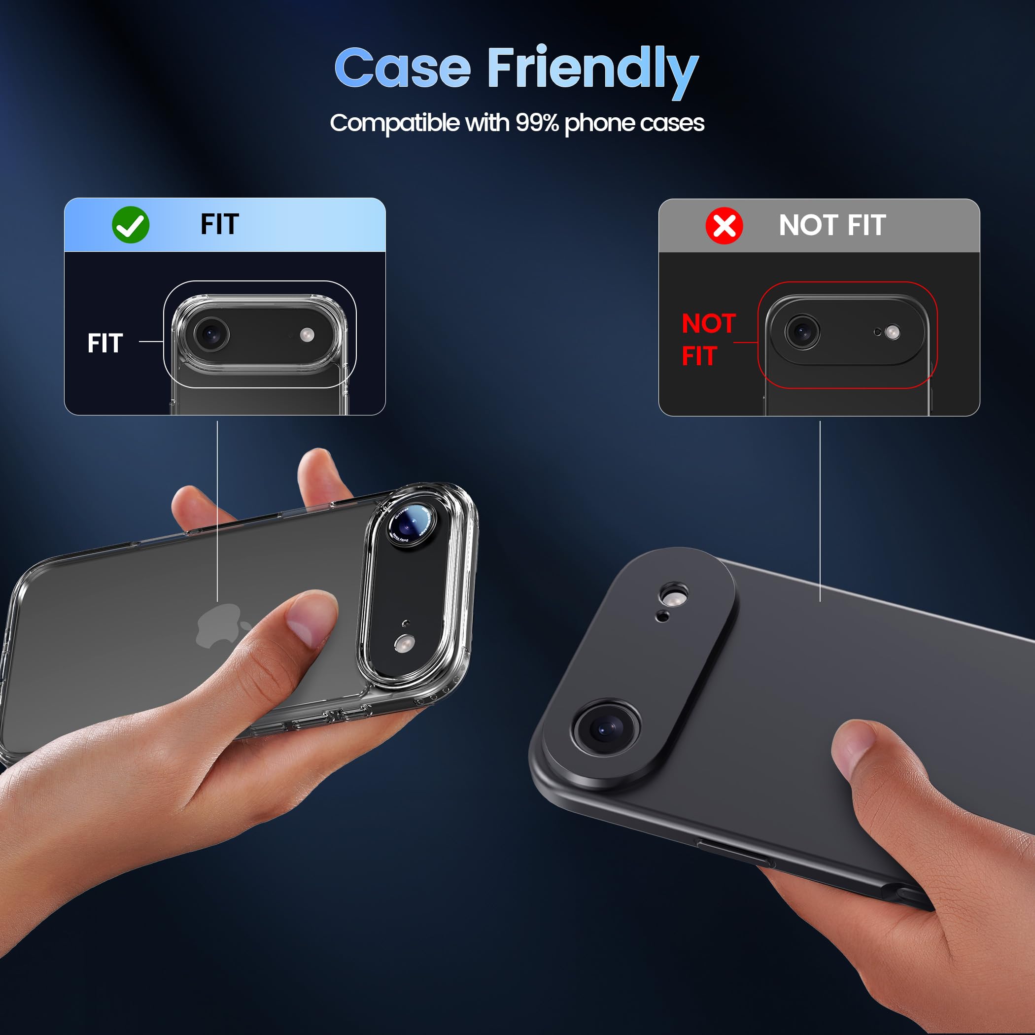 CACOE for iPhone Air Camera Lens Protector - Metal Frame Tempered Glass Cover, [Anti-Scratch] [Drop-Proof][Strong-Adhesion] Camera Screen Cover(Dark Black)
