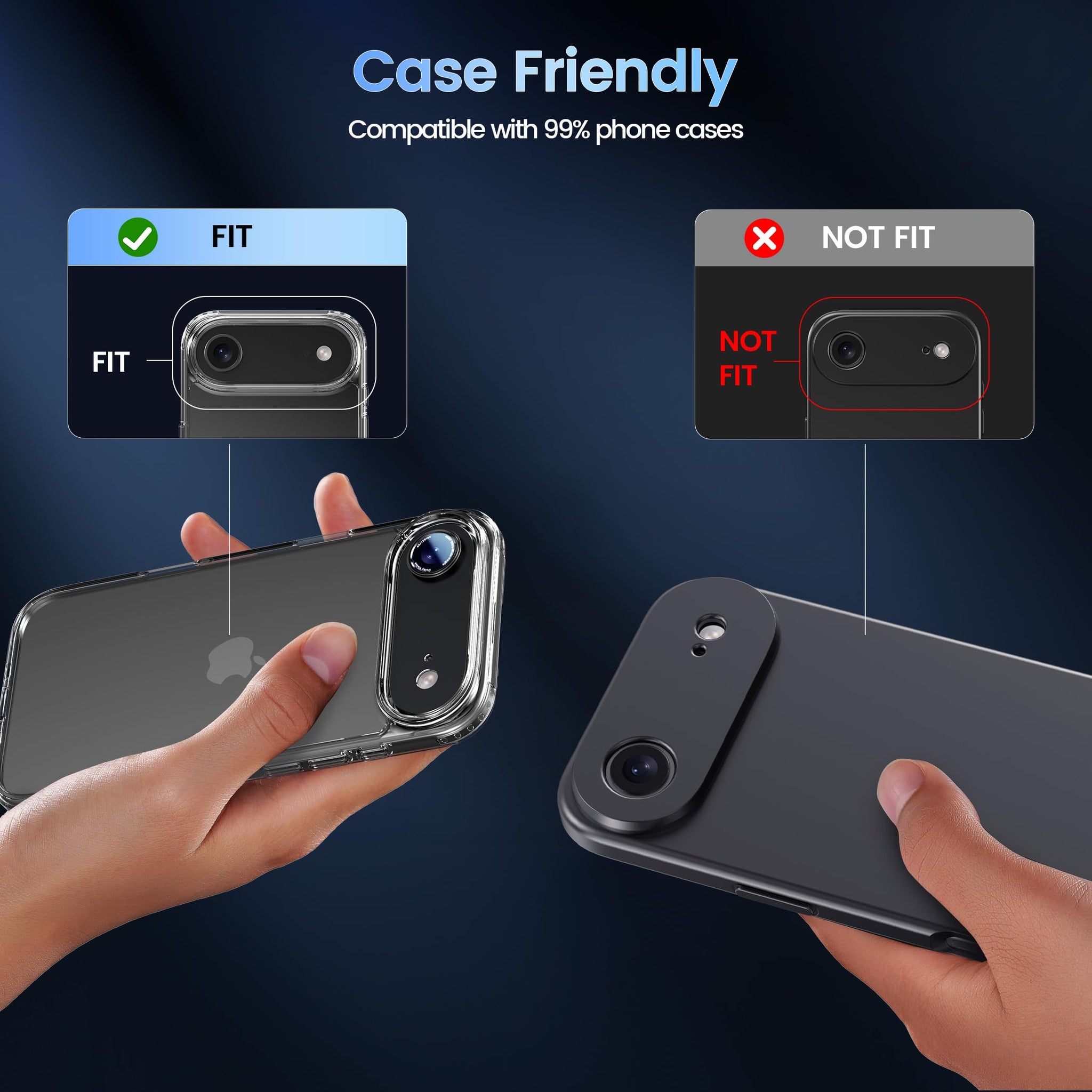 CACOE for iPhone Air Camera Lens Protector - Metal Frame Tempered Glass Cover, [Anti-Scratch] [Drop-Proof][Strong-Adhesion] Camera Screen Cover(Dark Black)