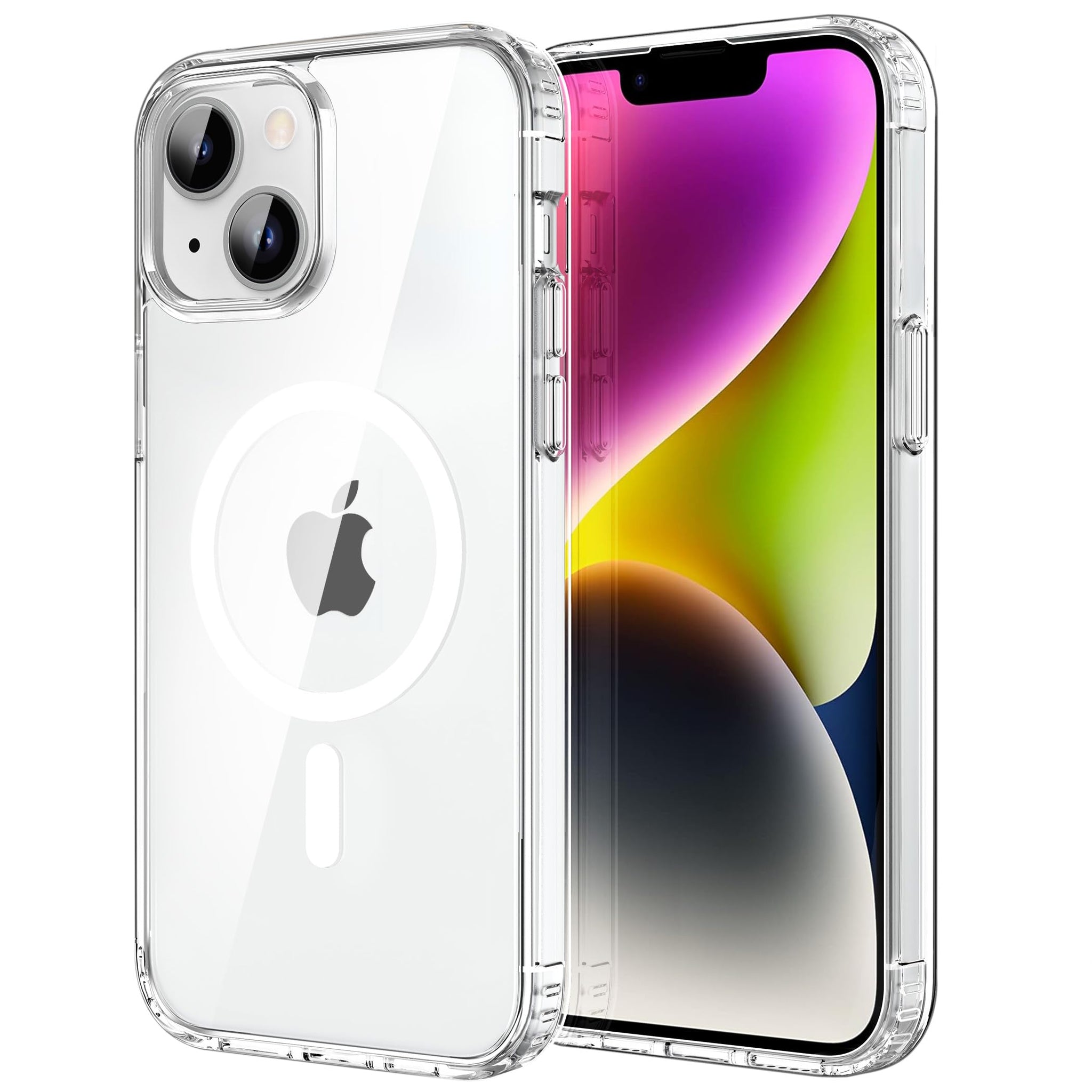 CACOE Magnetic Case for iPhone 13 & iPhone 14 6.1 inch-Compatible with MagSafe & Magnetic Car Phone Mount,Not Yellowing Anti-Scratch (Clear)