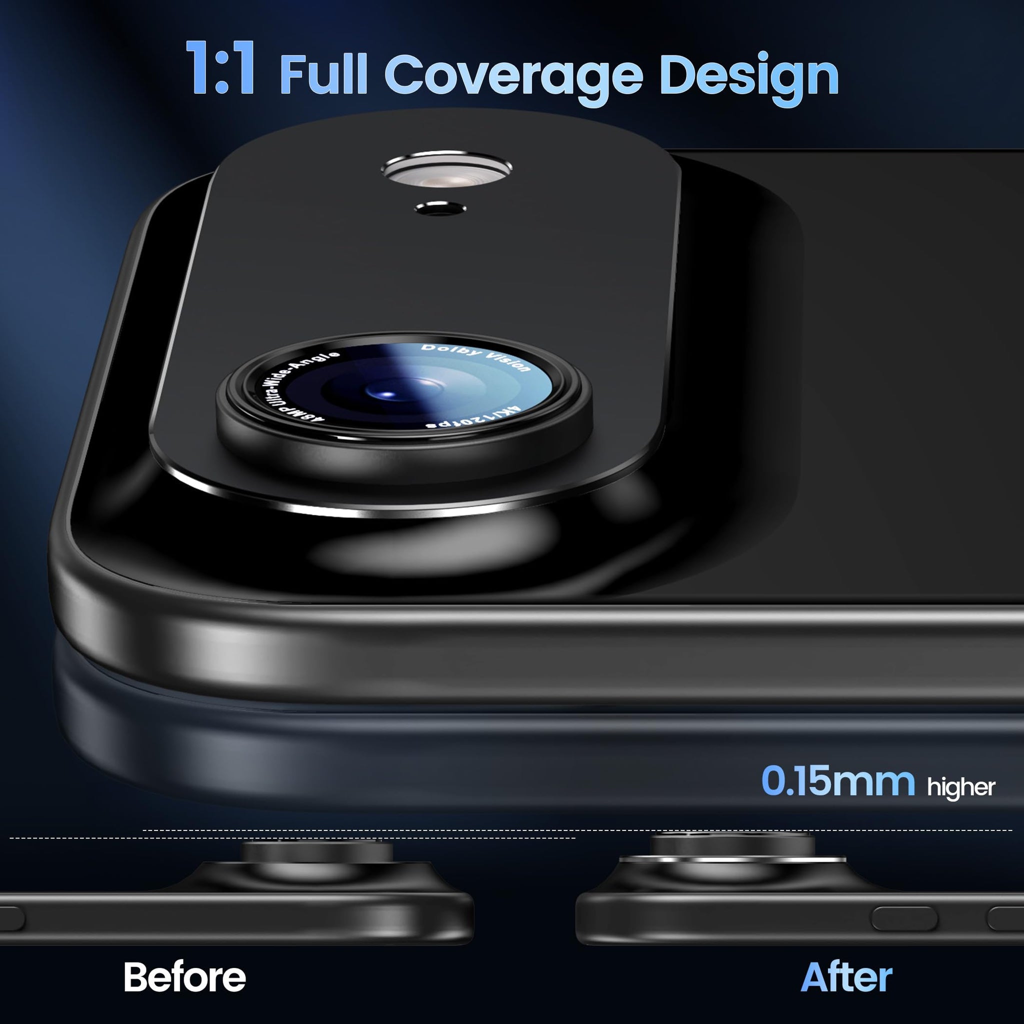 CACOE for iPhone Air Camera Lens Protector - Metal Frame Tempered Glass Cover, [Anti-Scratch] [Drop-Proof][Strong-Adhesion] Camera Screen Cover(Dark Black)