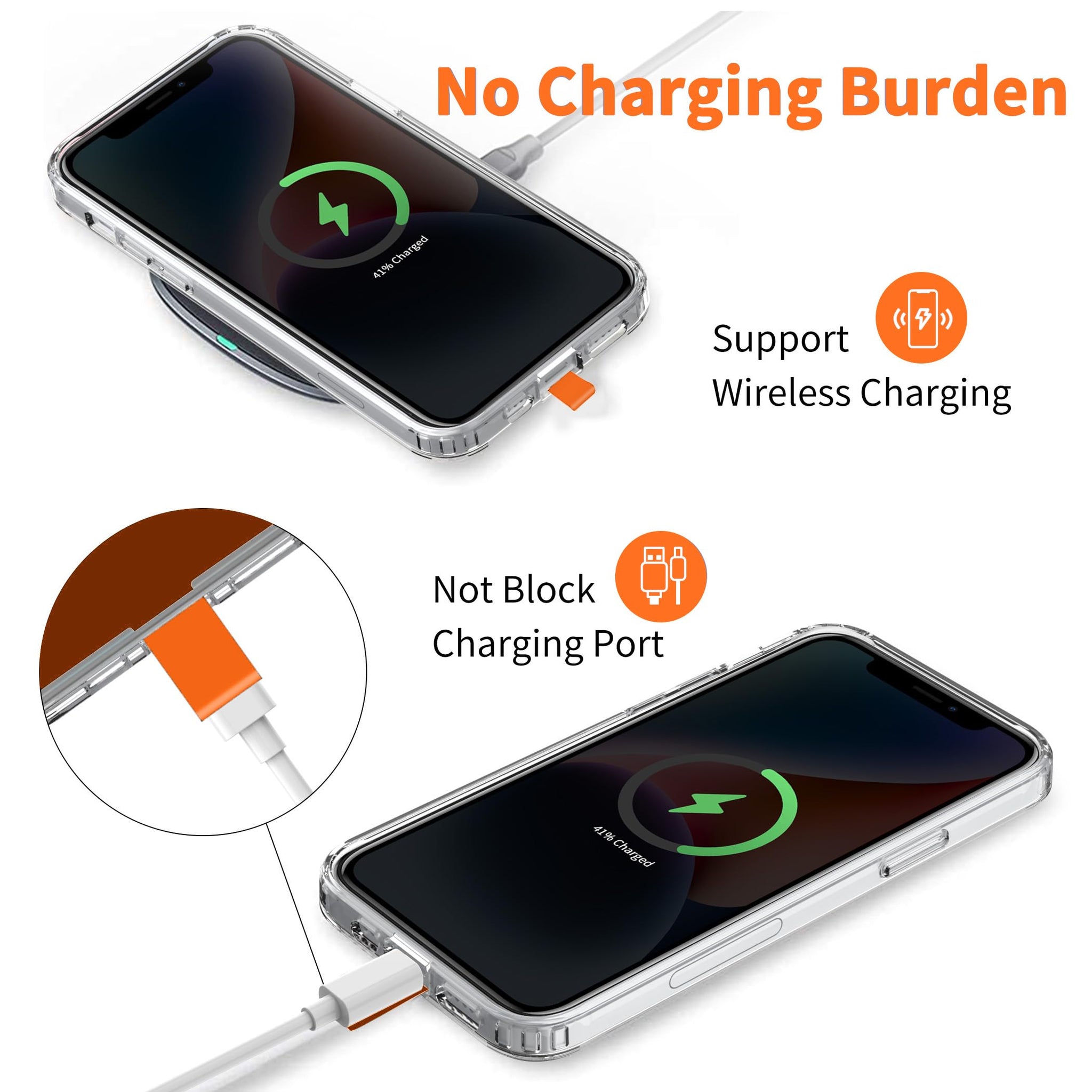 CACOE Cell Phone Lanyard Universal Crossbody Multifuctional Lanyard Compatible with Most Smartphones (Orange, 30"（Neck Strap×1）+8"（Wrist Strap×1）)