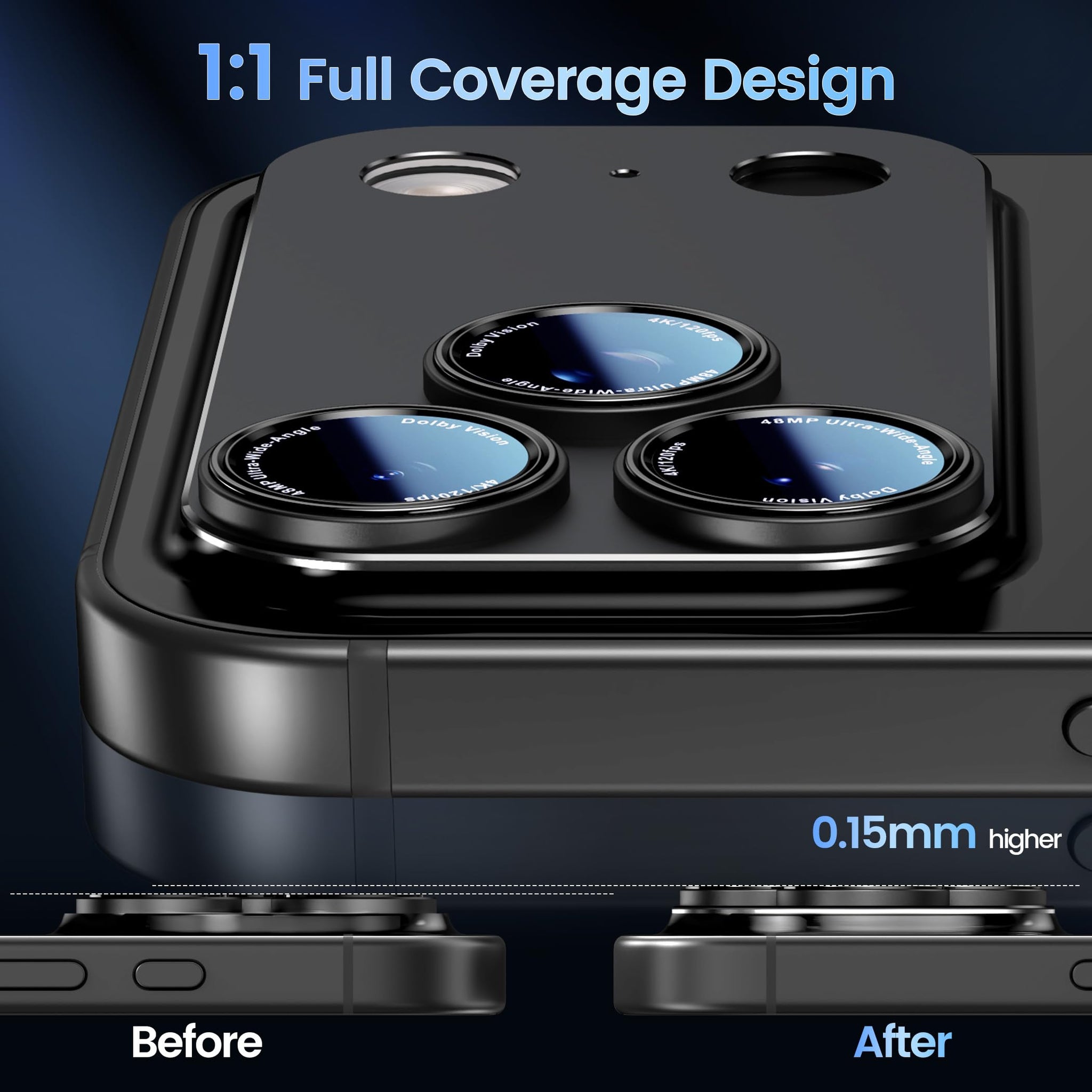 CACOE for iPhone 17 Pro Camera Lens Protector - Metal Frame Tempered Glass Cover, [Anti-Scratch] [Drop-Proof][Strong-Adhesion] Camera Screen Cover(Carbon Black)