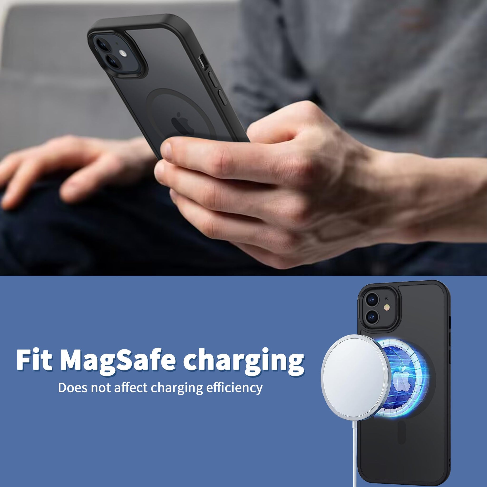 CACOE Magnetic Case for iPhone 12 & iPhone 12 Pro 2020 6.1 inch-Compatible with MagSafe & Magnetic Car Phone Mount,TPU Thin Phone Cases Cover Protective Shockproof Anti-Fingerprint(Matte Black)