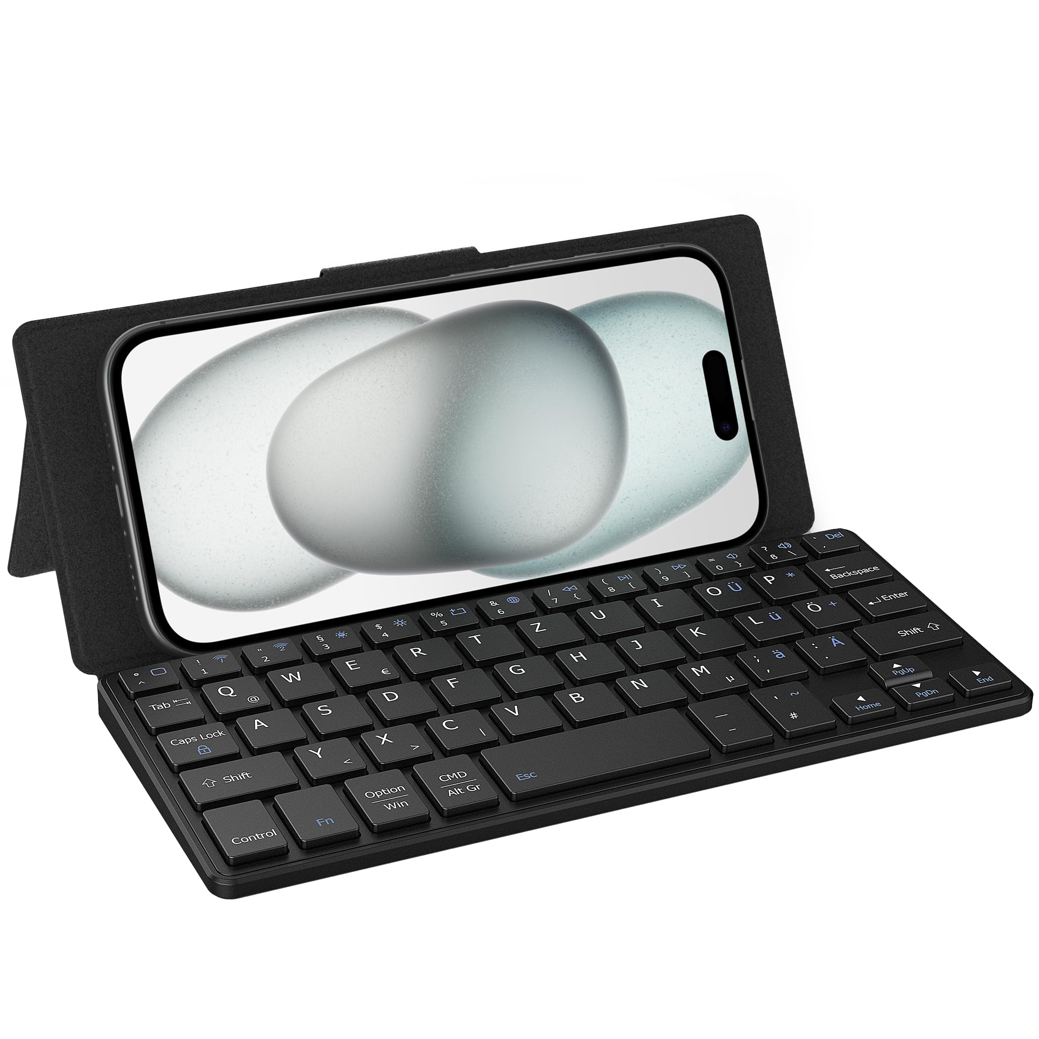 CACOE Mini Bluetooth Tastatur mit Ständer für Handy, Ultraflache Tragbare