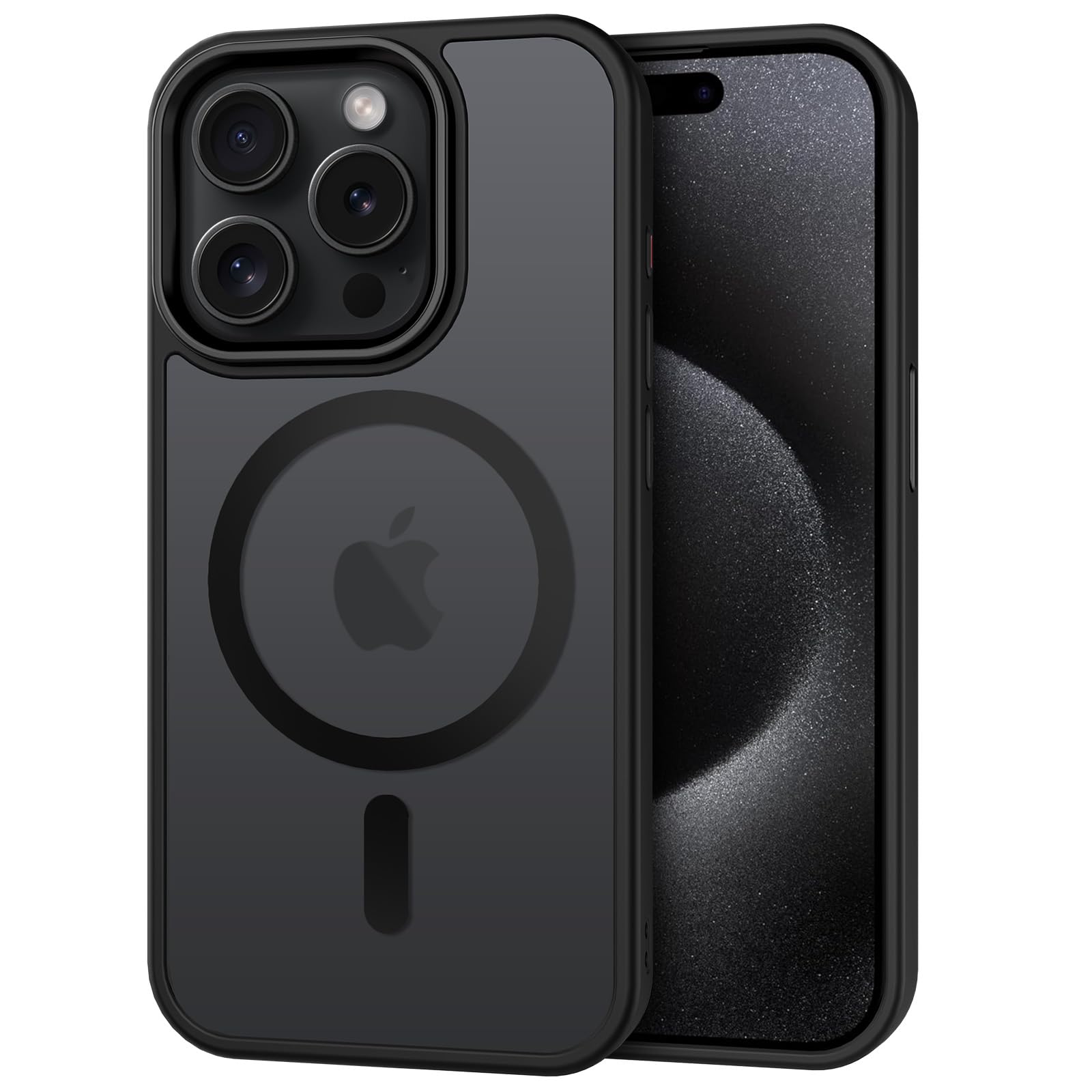CACOE Magnetic Case for iPhone 15 Pro Max 2023 6.7 inch-Compatible with MagSafe & Magnetic Car Phone Mount,Anti-Fingerprint TPU Thin Phone Cases Cover Protective Shockproof Matte Black