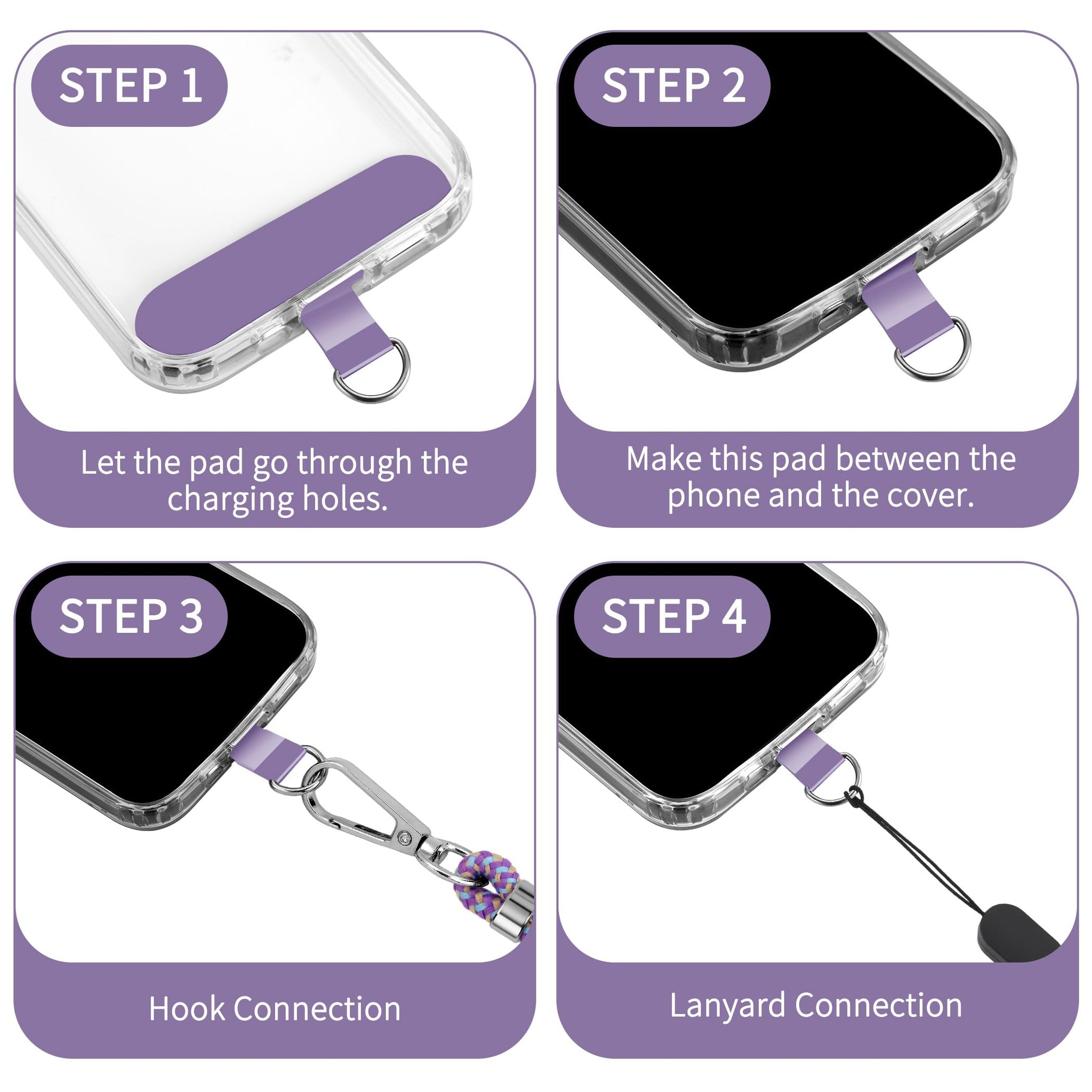 CACOE Cell Phone Lanyard Universal Crossbody Multifuctional Lanyard Compatible with Most Smartphones (Purple Blue, 30"（Neck Strap×1）+8"（Wrist Strap×1）)