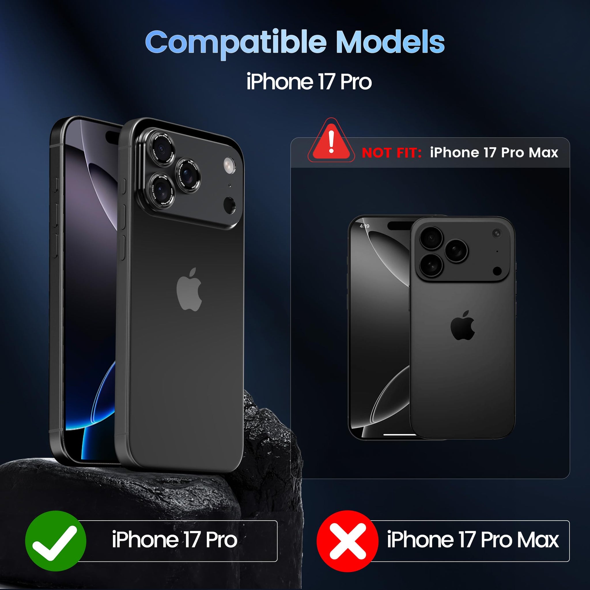 CACOE for iPhone 17 Pro Camera Lens Protector - Metal Frame Tempered Glass Cover, [Anti-Scratch] [Drop-Proof][Strong-Adhesion] Camera Screen Cover(Carbon Black)