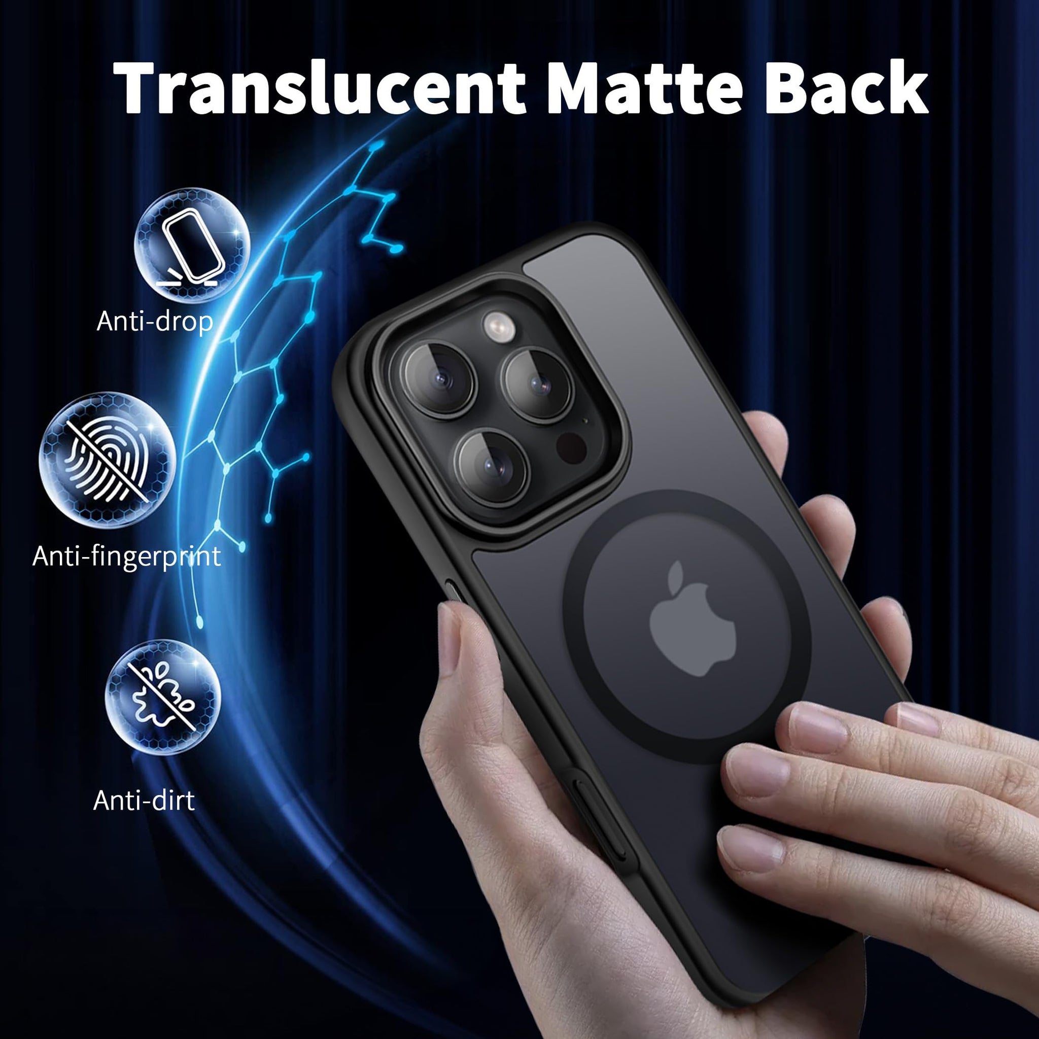 CACOE Magnetic Case for iPhone 16 Pro 6.3 inch, Compatible with MagSafe, Thin Slim Fit Anti-Fingerprint Shockproof Bumper TPU Protective Cover for Women Men Girls(Matte Black)