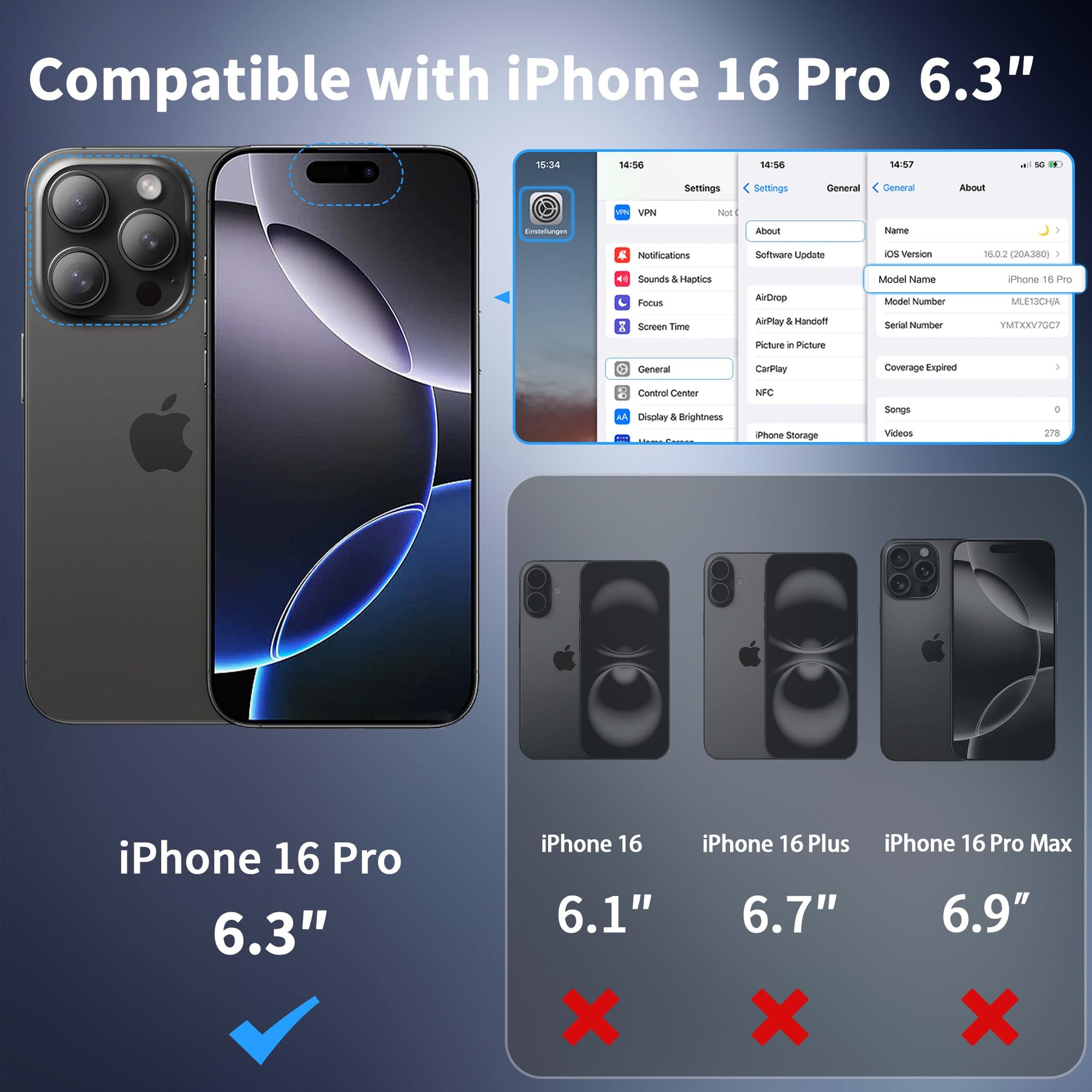 CACOE Magnetic Case for iPhone 16 Pro 6.3 inch, Compatible with MagSafe, Thin Slim Fit Anti-Fingerprint Shockproof Bumper TPU Protective Cover for Women Men Girls(Matte Black)