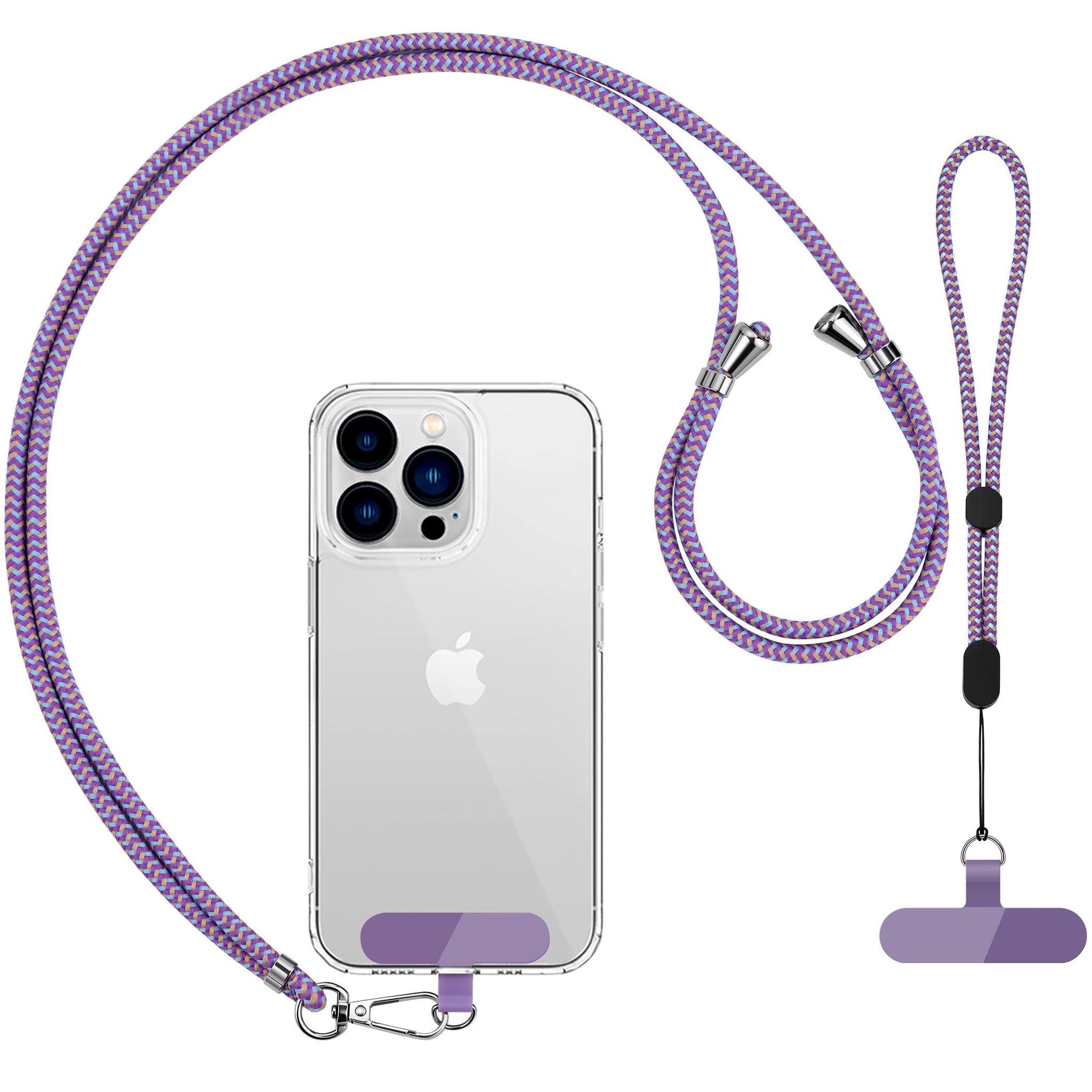 CACOE Cell Phone Lanyard Universal Crossbody Multifuctional Lanyard Compatible with Most Smartphones (Purple Blue, 30"（Neck Strap×1）+8"（Wrist Strap×1）)