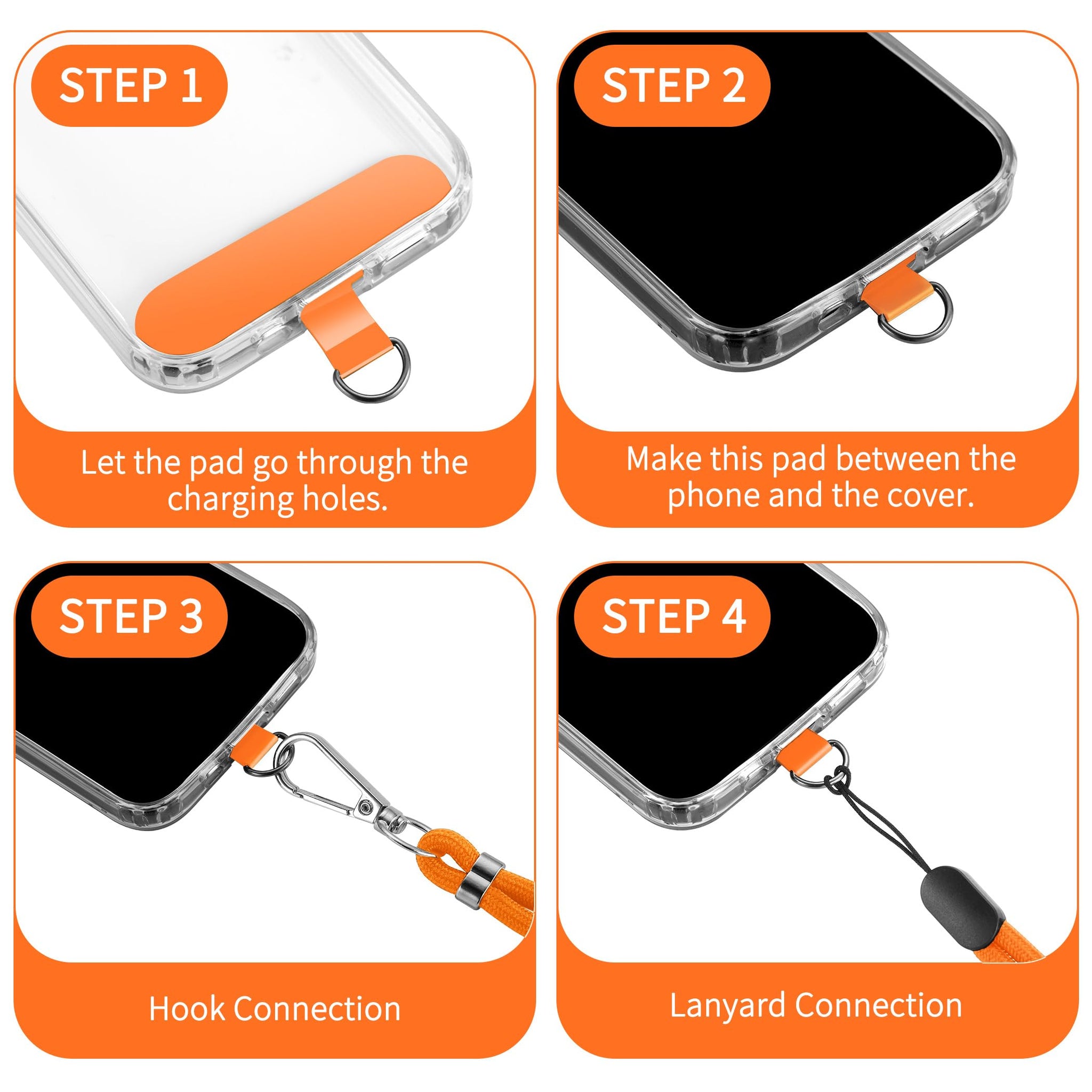 CACOE Cell Phone Lanyard Universal Crossbody Multifuctional Lanyard Compatible with Most Smartphones (Orange, 30"（Neck Strap×1）+8"（Wrist Strap×1）)