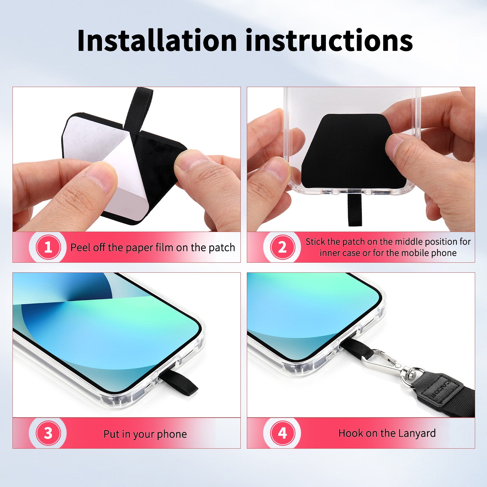 CACOE Phone Lanyard 2 Pack-2× Adjustable Neck Strap,4× Phone Patches,U – Cacoe Store CACOE Phone Lanyard 2 Pack-2× Adjustable Neck Strap,4× Phone Patches,U – Cacoe Store