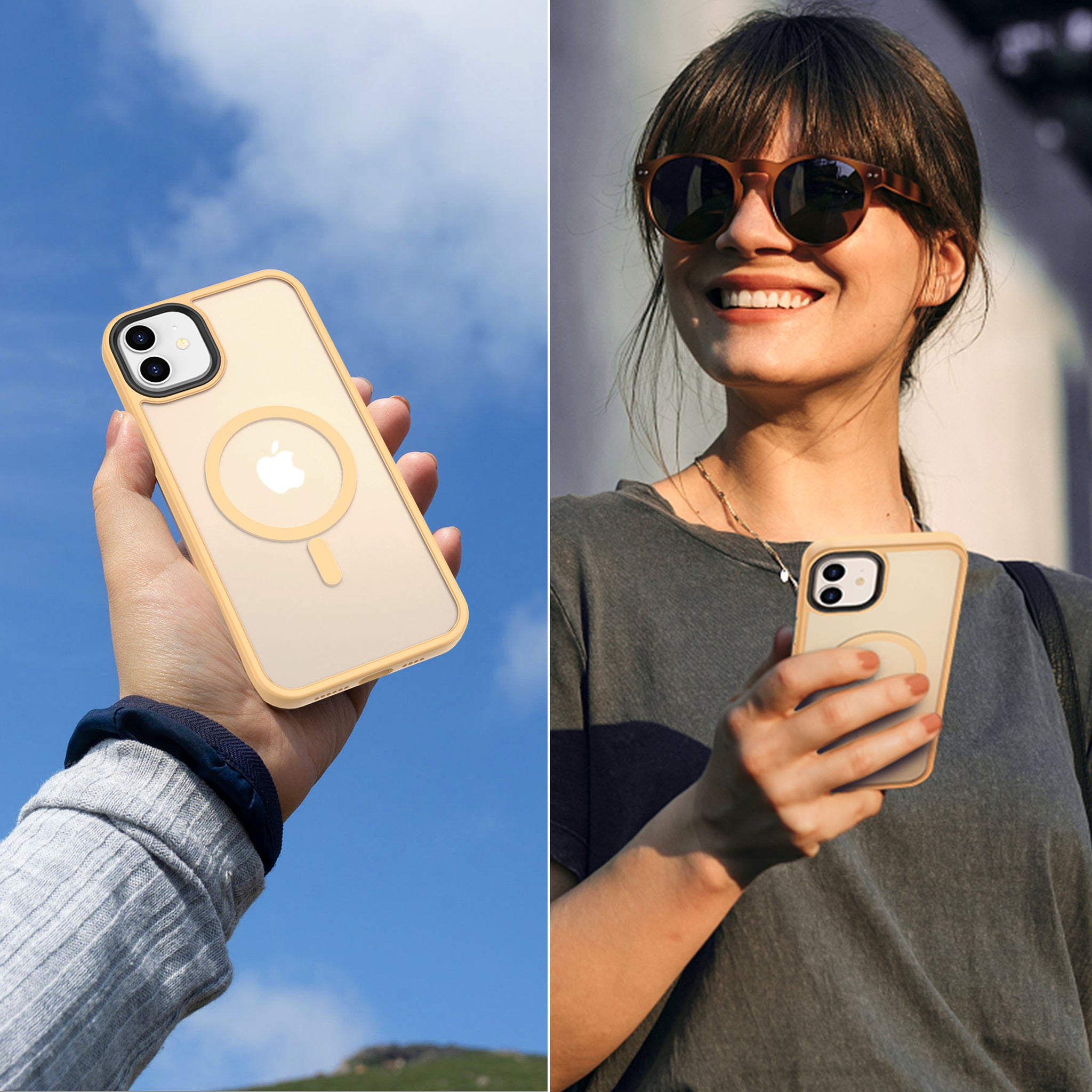 CACOE Magnetic Case for iPhone 12 & iPhone 12 Pro 2020 6.1 inch-CompaPhone Mount,Anti-Fingerprint TPU Thin Phone Cases Cover Protective Shockproof (Yellow)