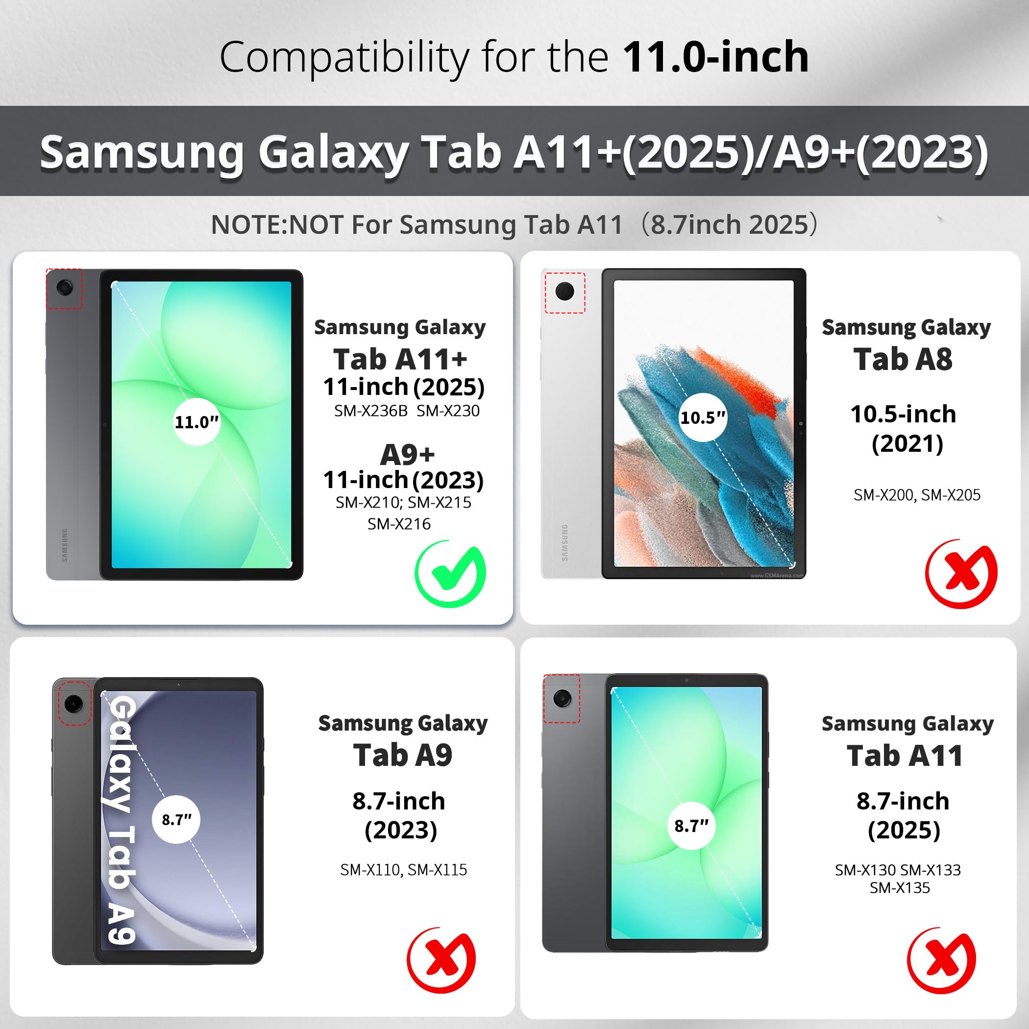 CACOE Hülle für Samsung Galaxy Tab A11+ /A9+ Plus 11 Zoll mit Schutzfolie