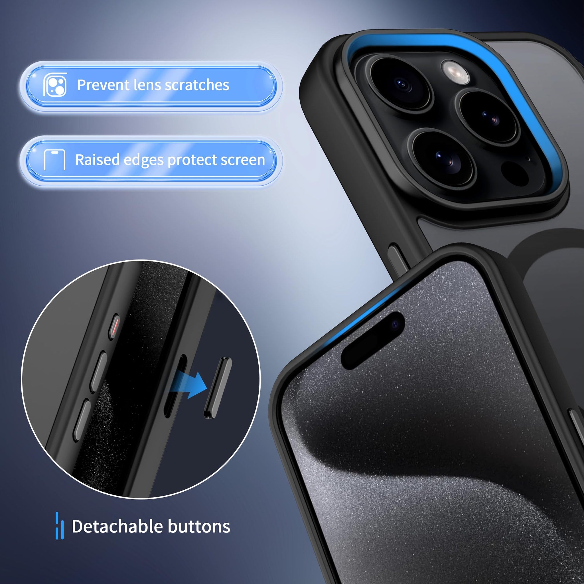 CACOE Magnetic Case for iPhone 15 Pro Max 2023 6.7 inch-Compatible with MagSafe & Magnetic Car Phone Mount,Anti-Fingerprint TPU Thin Phone Cases Cover Protective Shockproof Matte Black