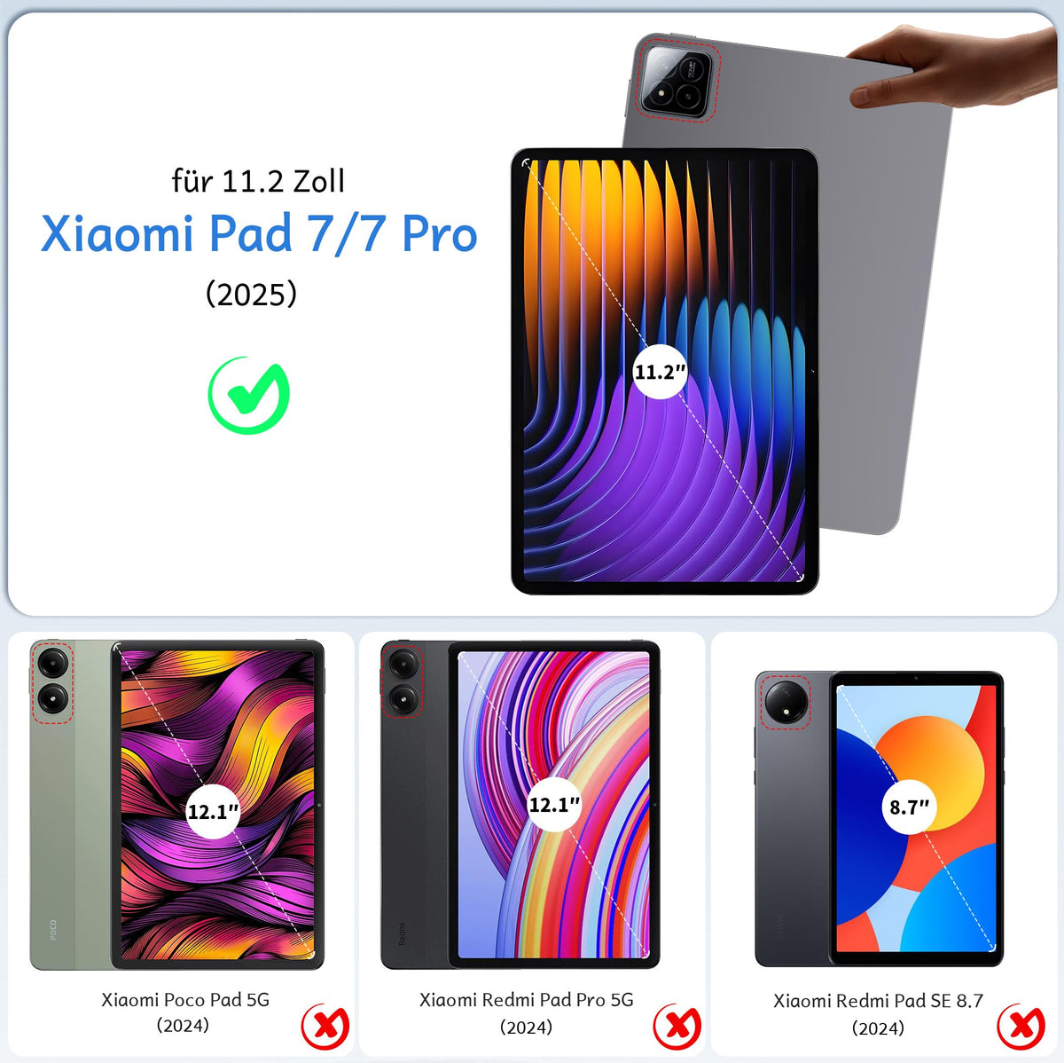 CACOE Keyboard Case for Xiaomi Mi Pad 7 / Mi Pad 7 Pro with Touchpad-QWERTZ Tastatur